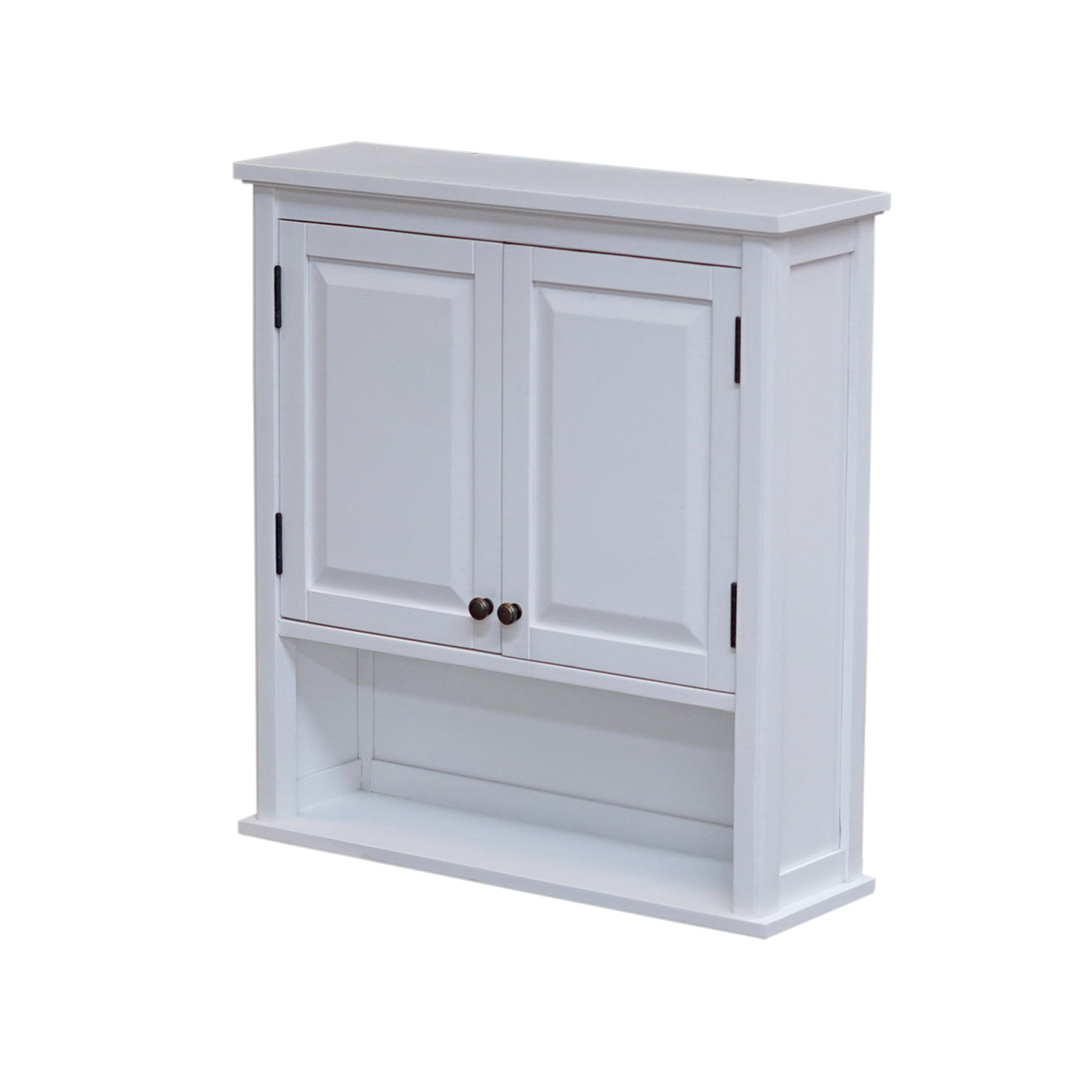 Dorset Wall Mounted Bath Storage Cabinet with Two Doors and Open Shelf White - Alaterre Furniture: Hardwood Medicine Cabinet, Adjustable Shelf