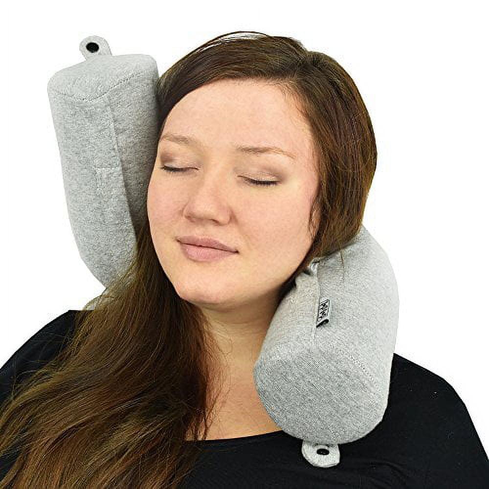 Adjustable Gray Memory Foam Travel Pillow with Cotton Cover