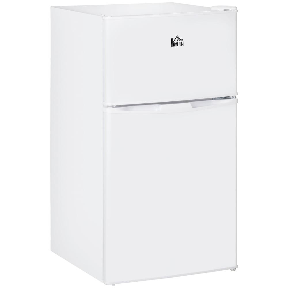 Compact White Double Door Mini Fridge with Freezer