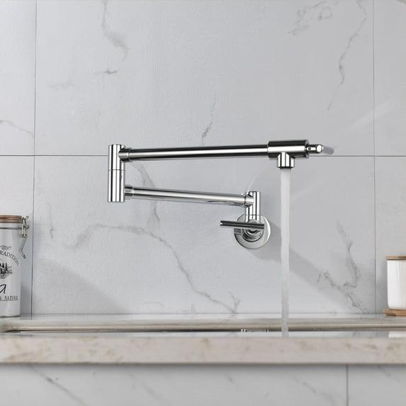 Double-Handle Wall Mounted Pot Filler Faucet Polished chrome