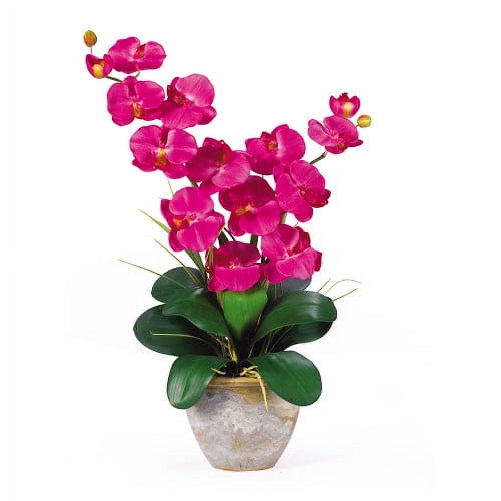 Multicolor 25" Double Stem Phalaenopsis Silk Orchid in Ceramic Vase