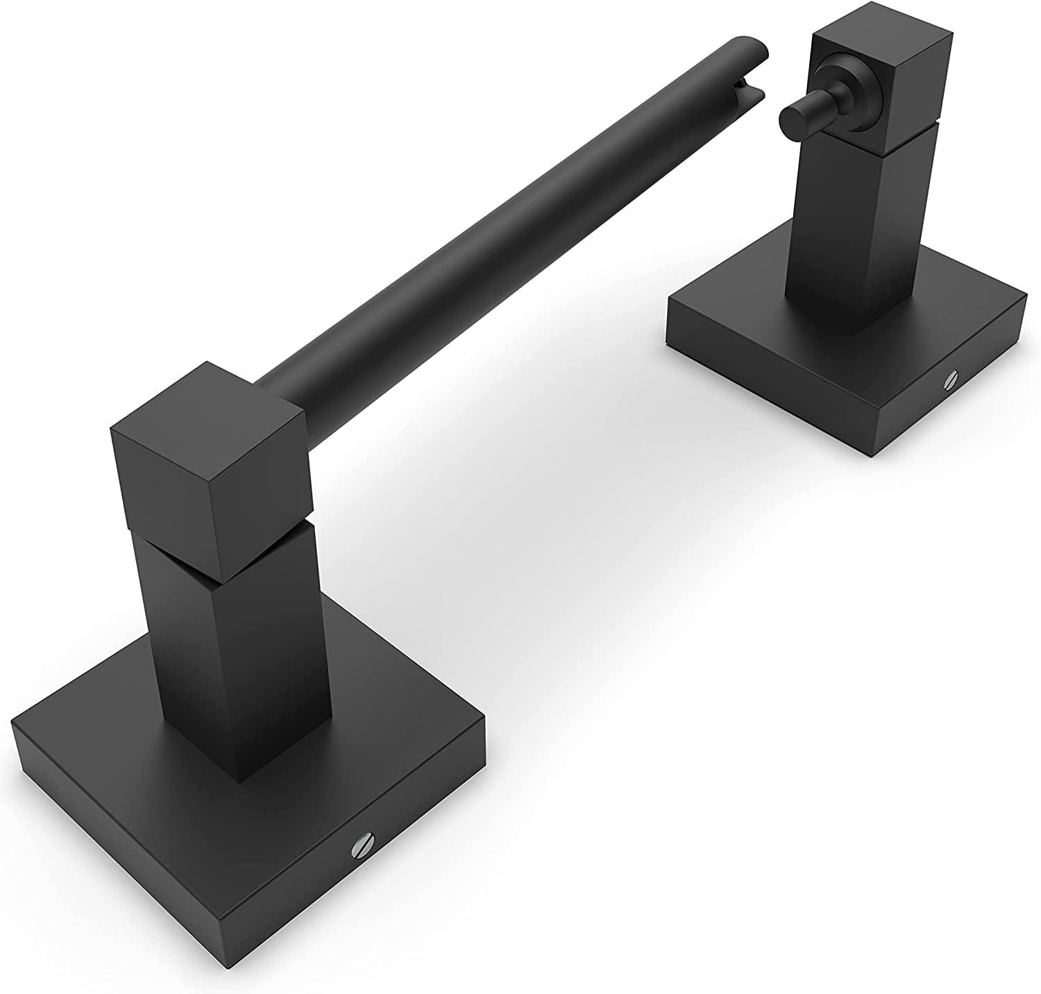 Double Post Pivoting Modern Square Toilet Paper Holder by RUACQ, Matte Black, Wall Mounted