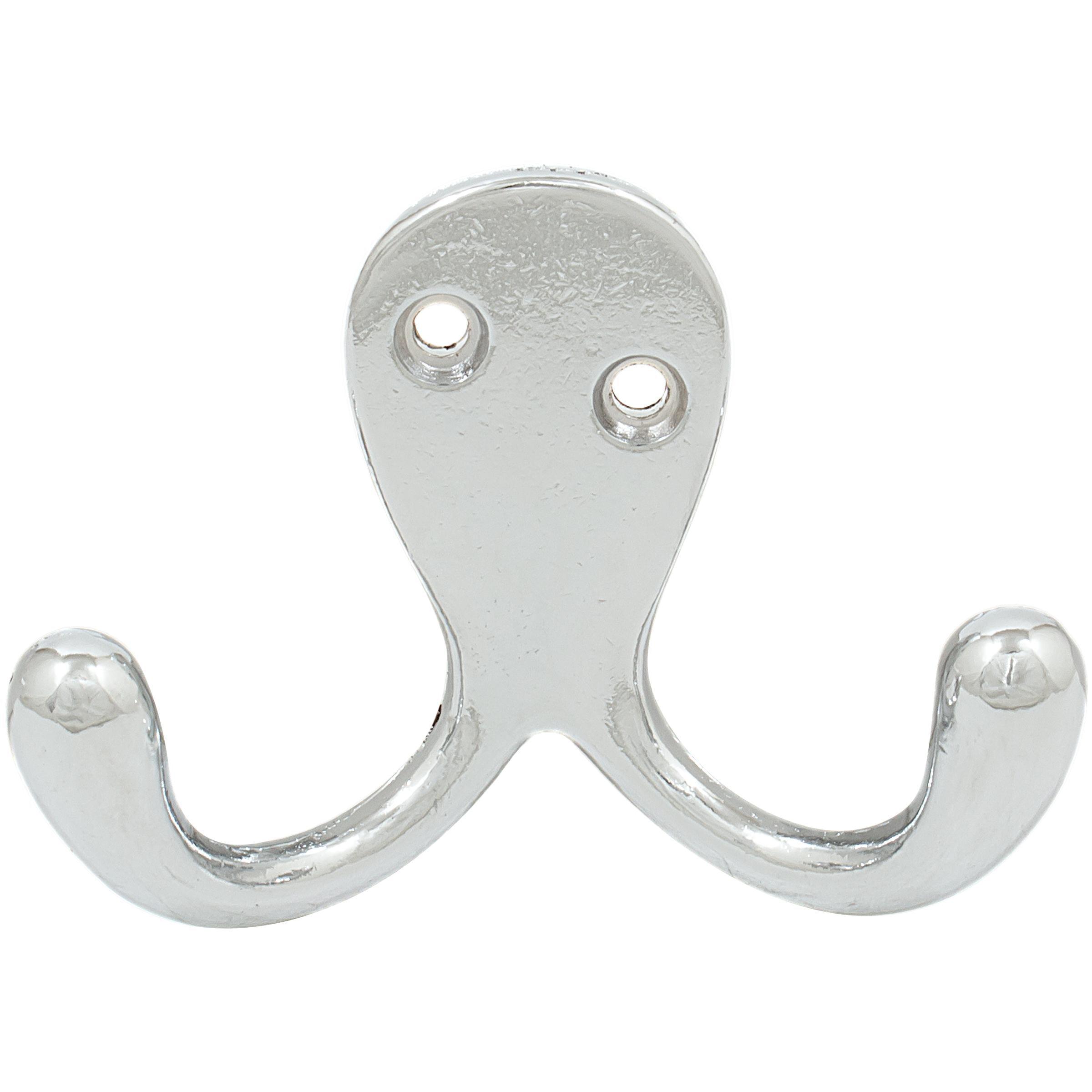 Polished Chrome Double Robe Hook with Mounting Hardware