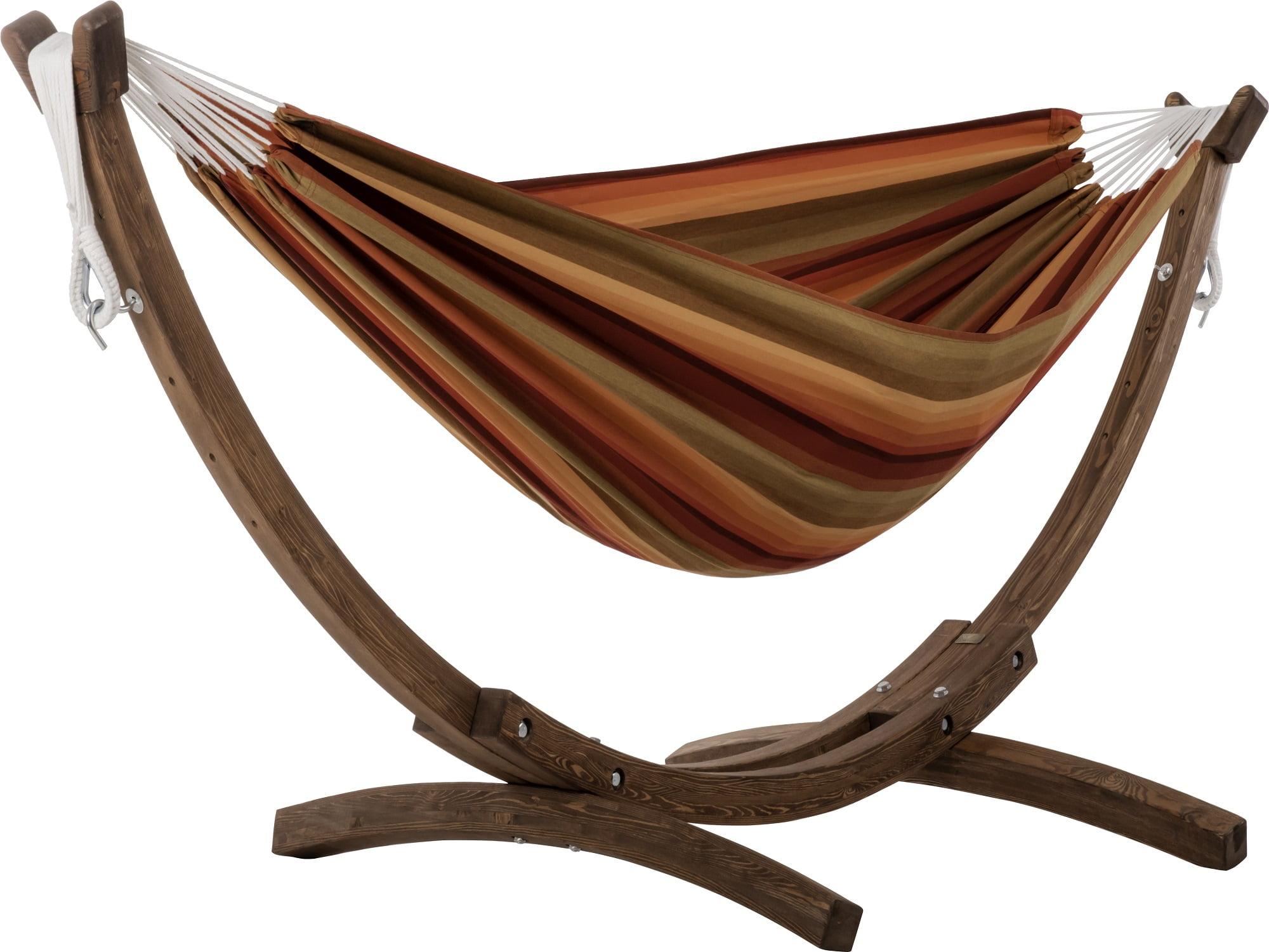 The Hamptons Collection 102” Orange Striped Sunbrella Brazilian Style Hammock with Stand