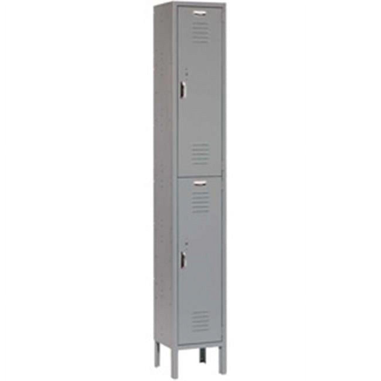 Double Tier Locker, 12x15x36, 2 Door, Unassembled, Gray