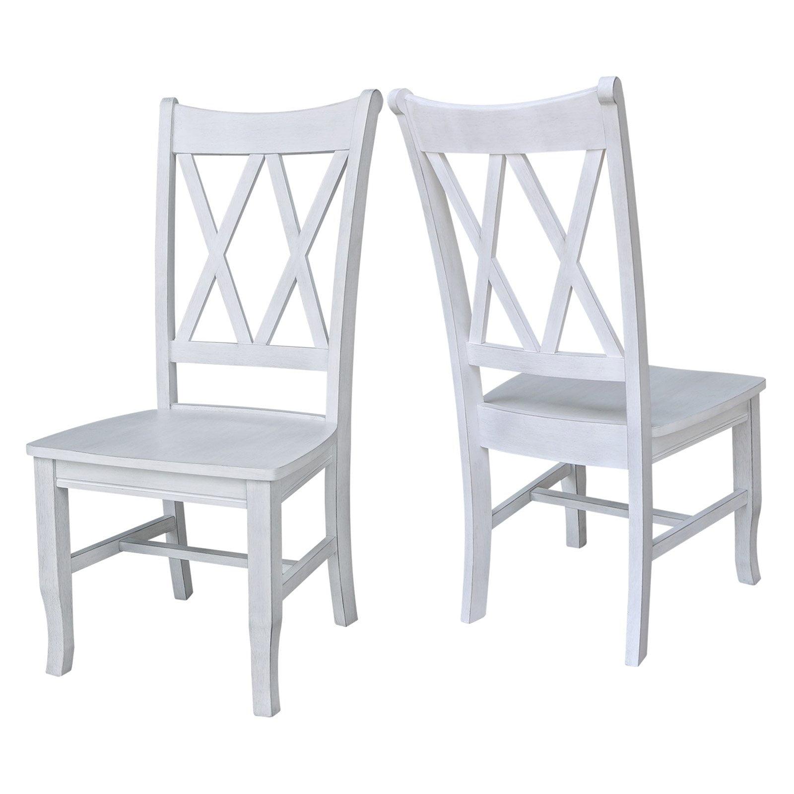 White High Cross Back Wood Side Chair Set