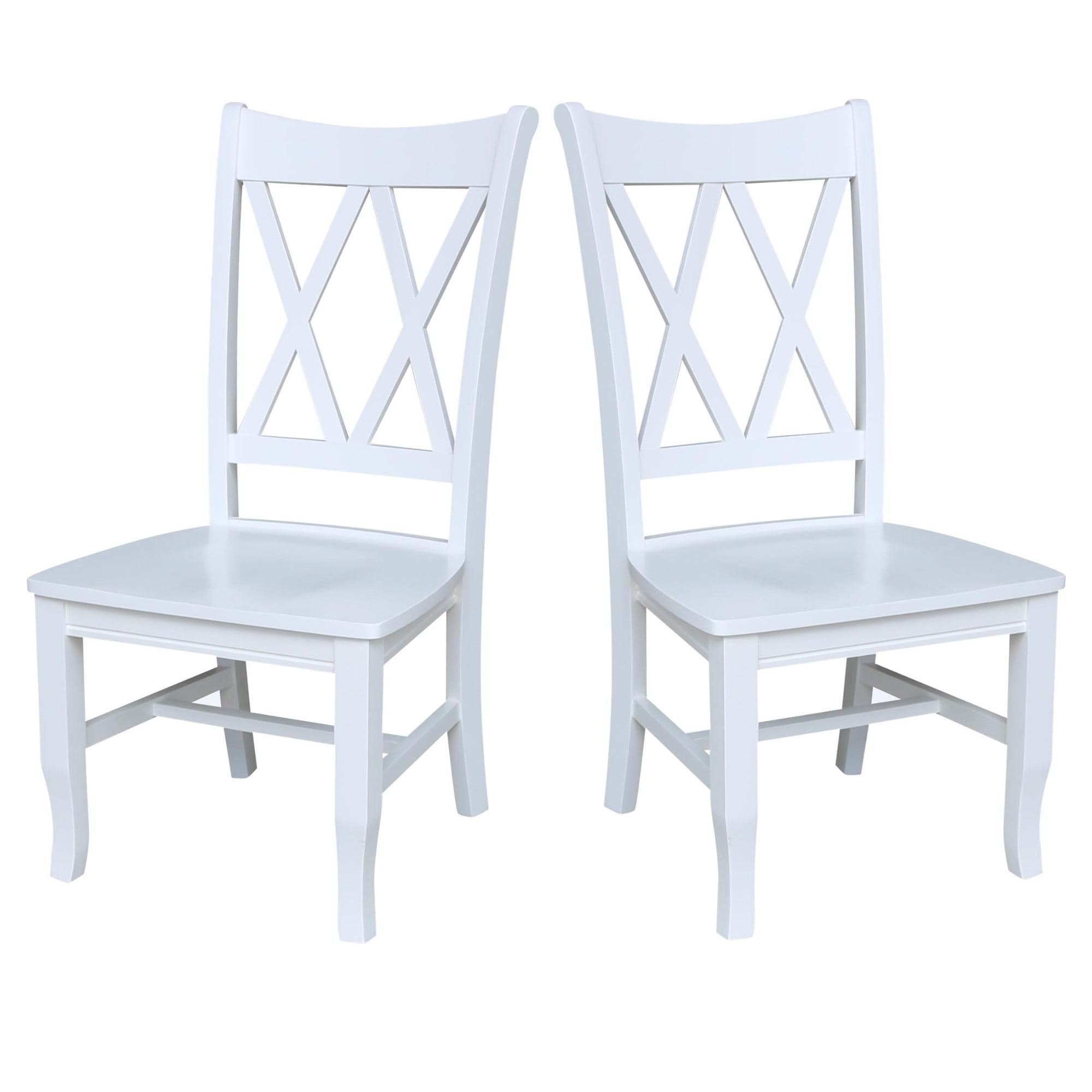 International Concepts Set of 2 Jeremy Double Dining Chairs White: Hardwood Frame, Modern Style, 250lb Capacity