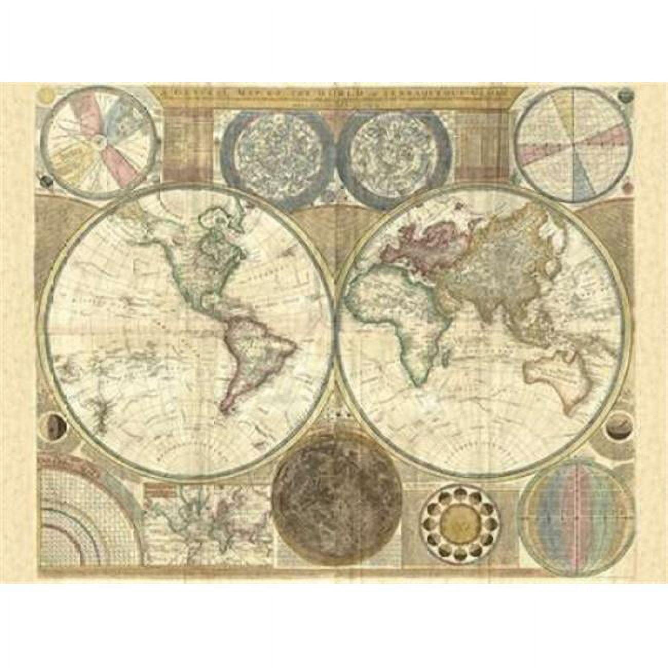 Double hemisphere map of the world 1794 Poster Print by Samuel Dunn (22 x 28)
