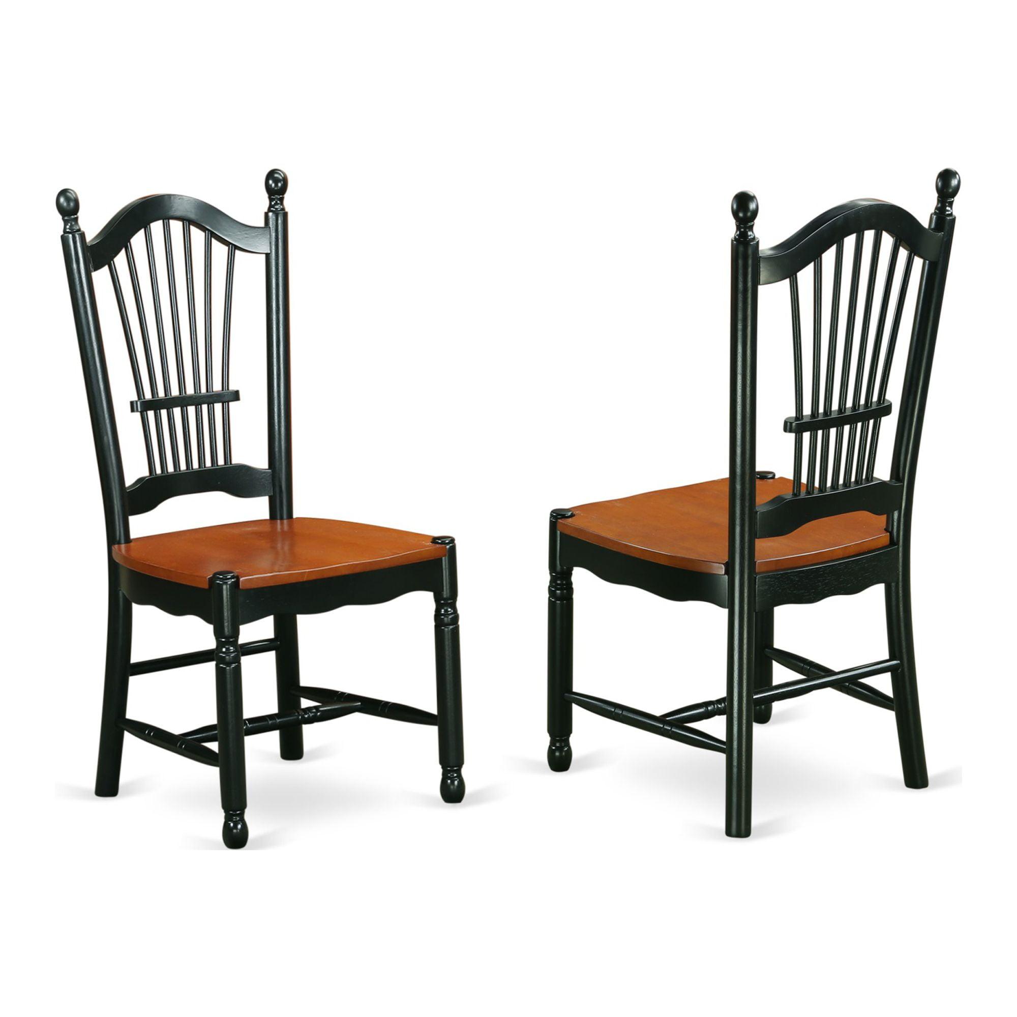 Black Cherry High-Back Solid Wood Dining Chairs (Set of 2)