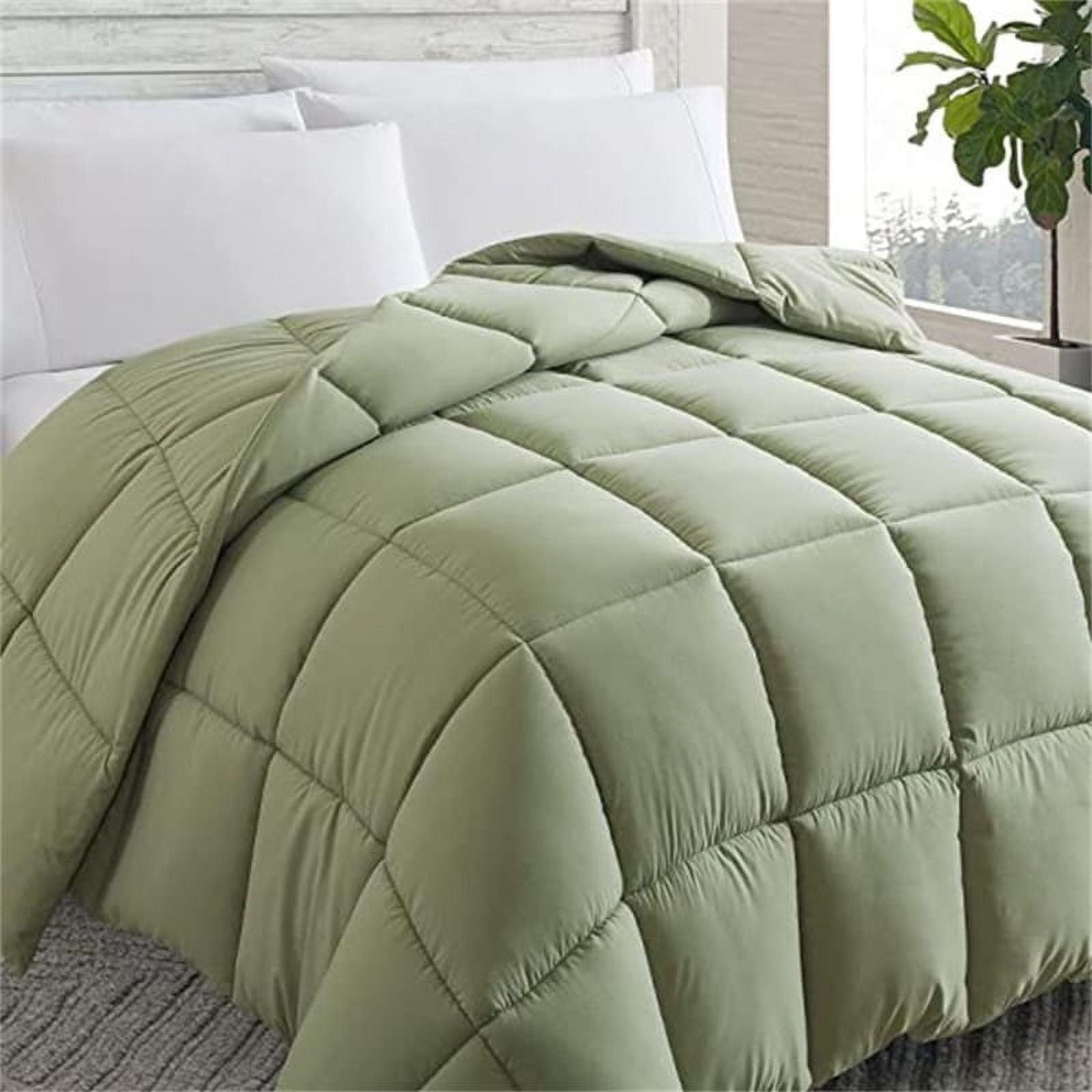 JUSTLET Luxury Solid Down Alternative Machine Washable Sage Green Comforters, Full