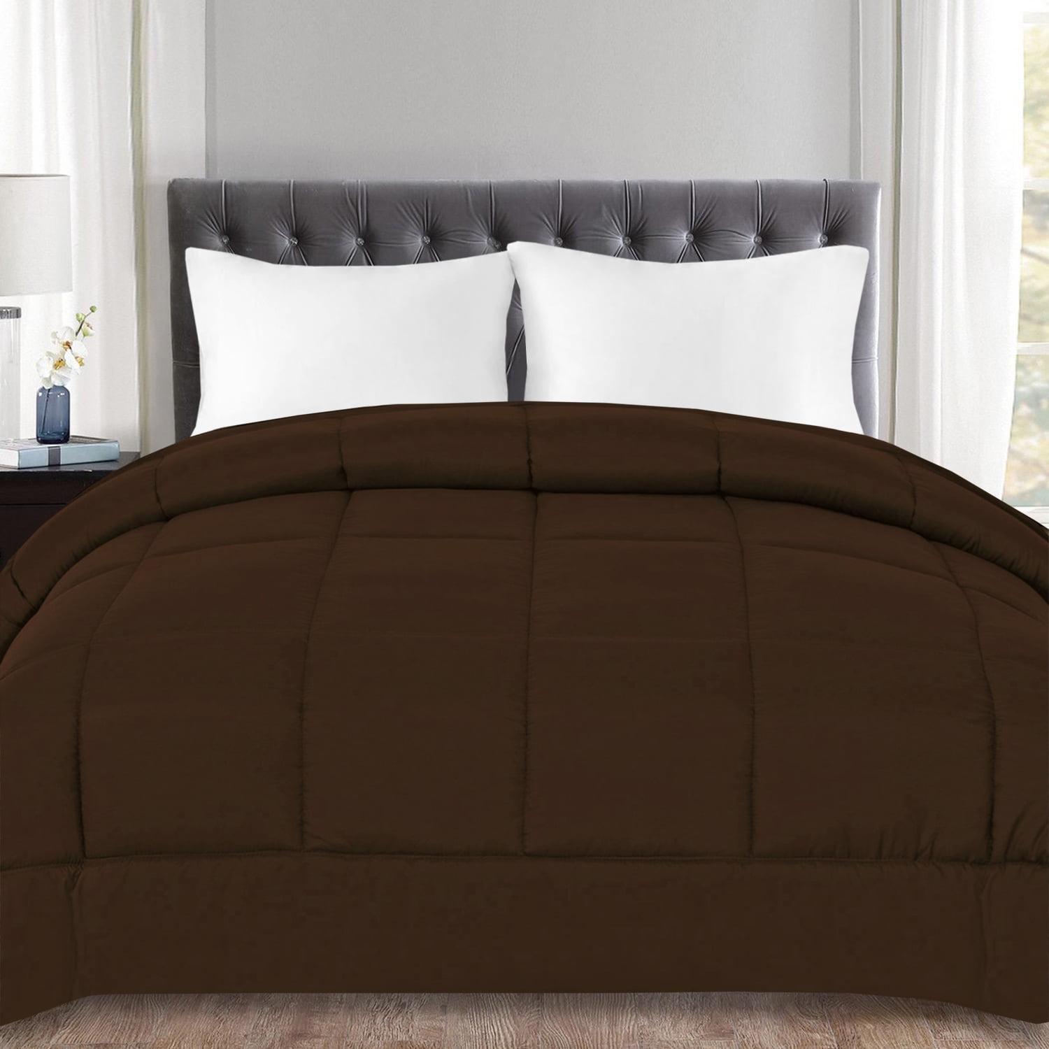 Queen Chocolate Down Alternative Reversible Microfiber Comforter