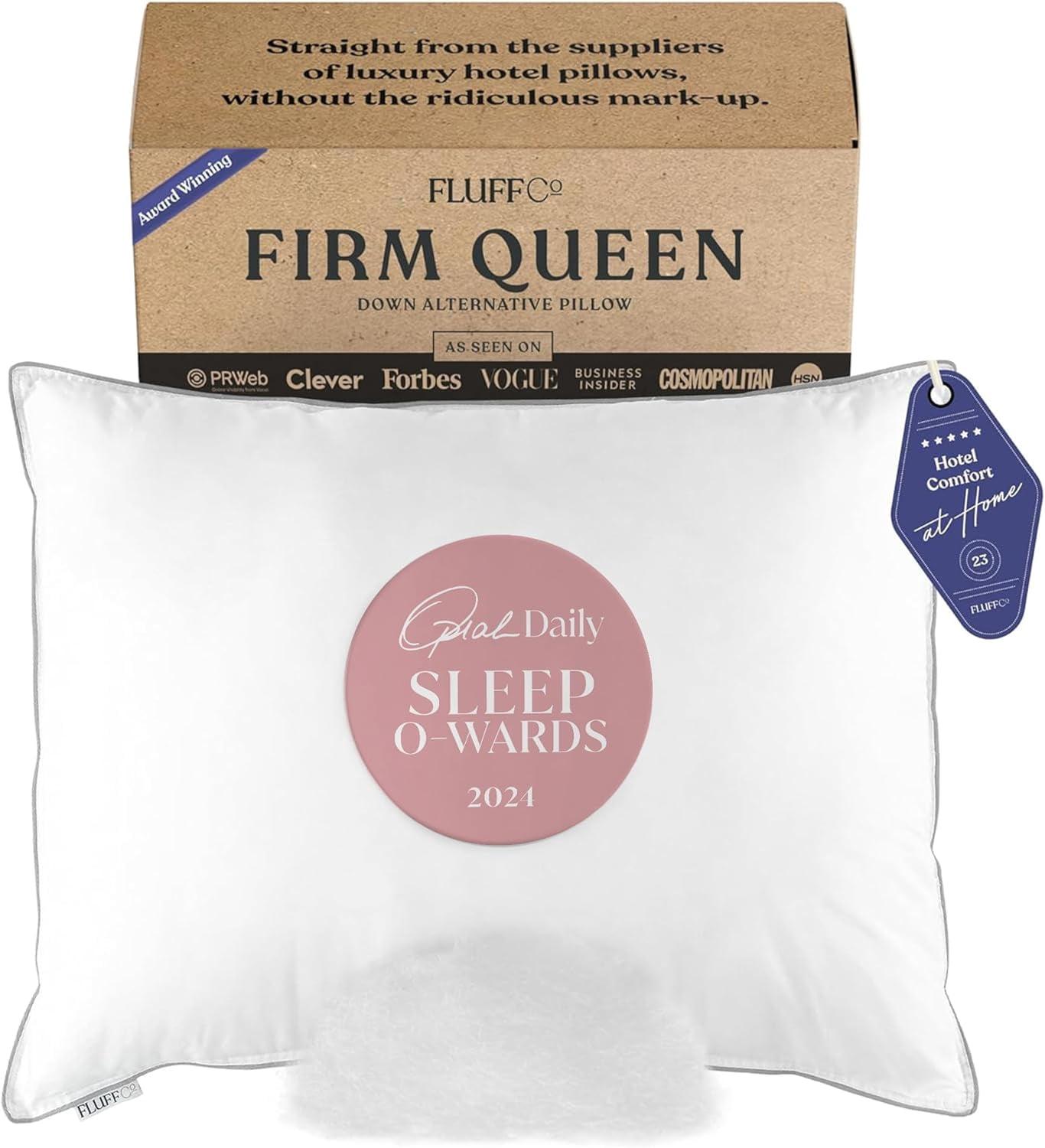 FluffCo Down & Feather Pillow - Standard - Firm - White