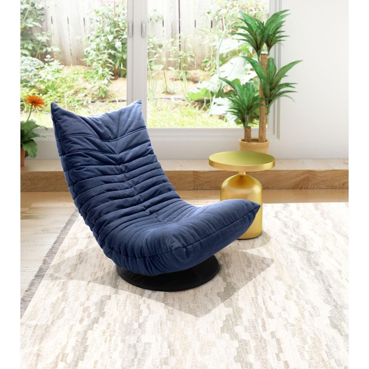 Contemporary Blue Spot Swivel Chair in Faux Leather