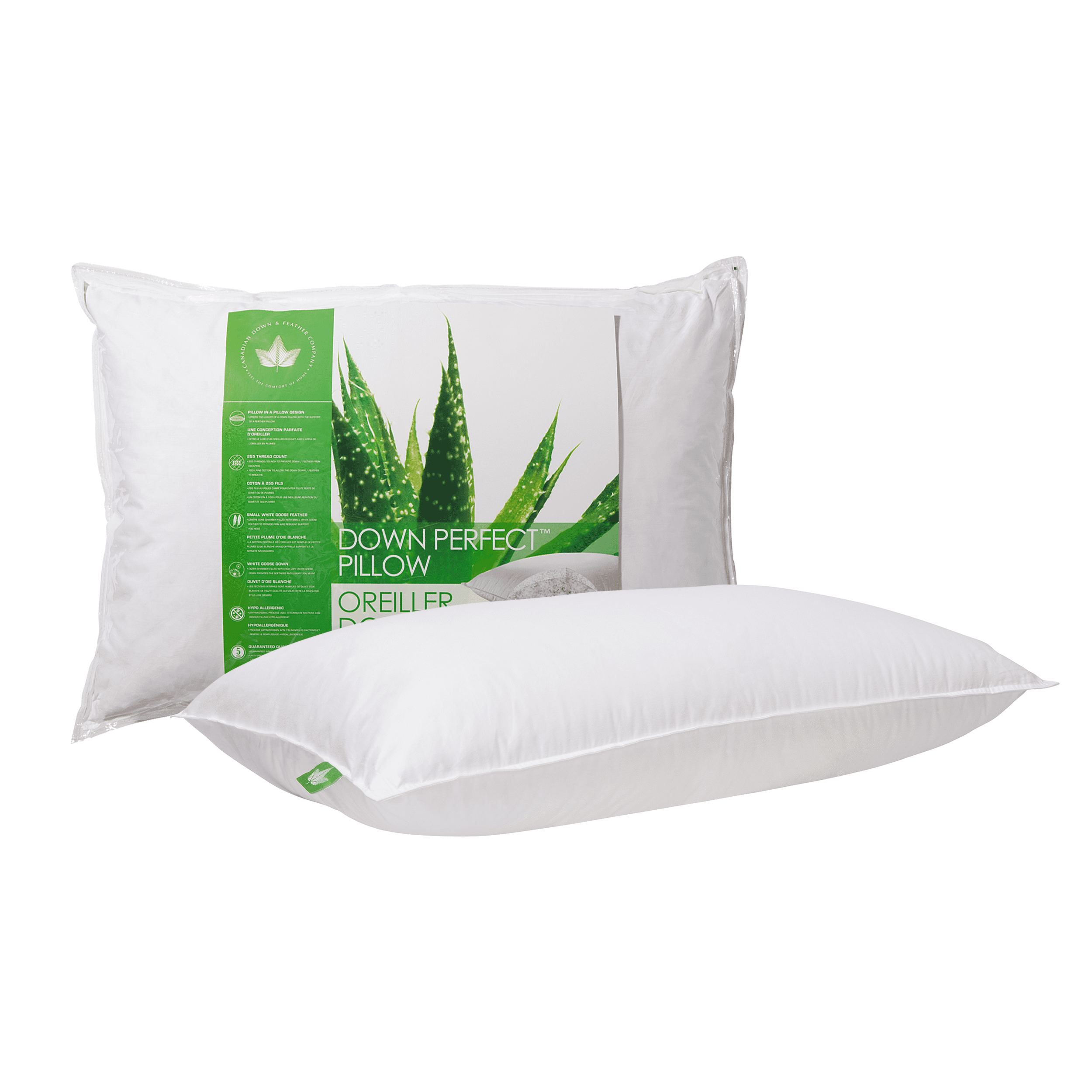 Luxury Queen-Size Goose Down Firm Support Bed Pillow