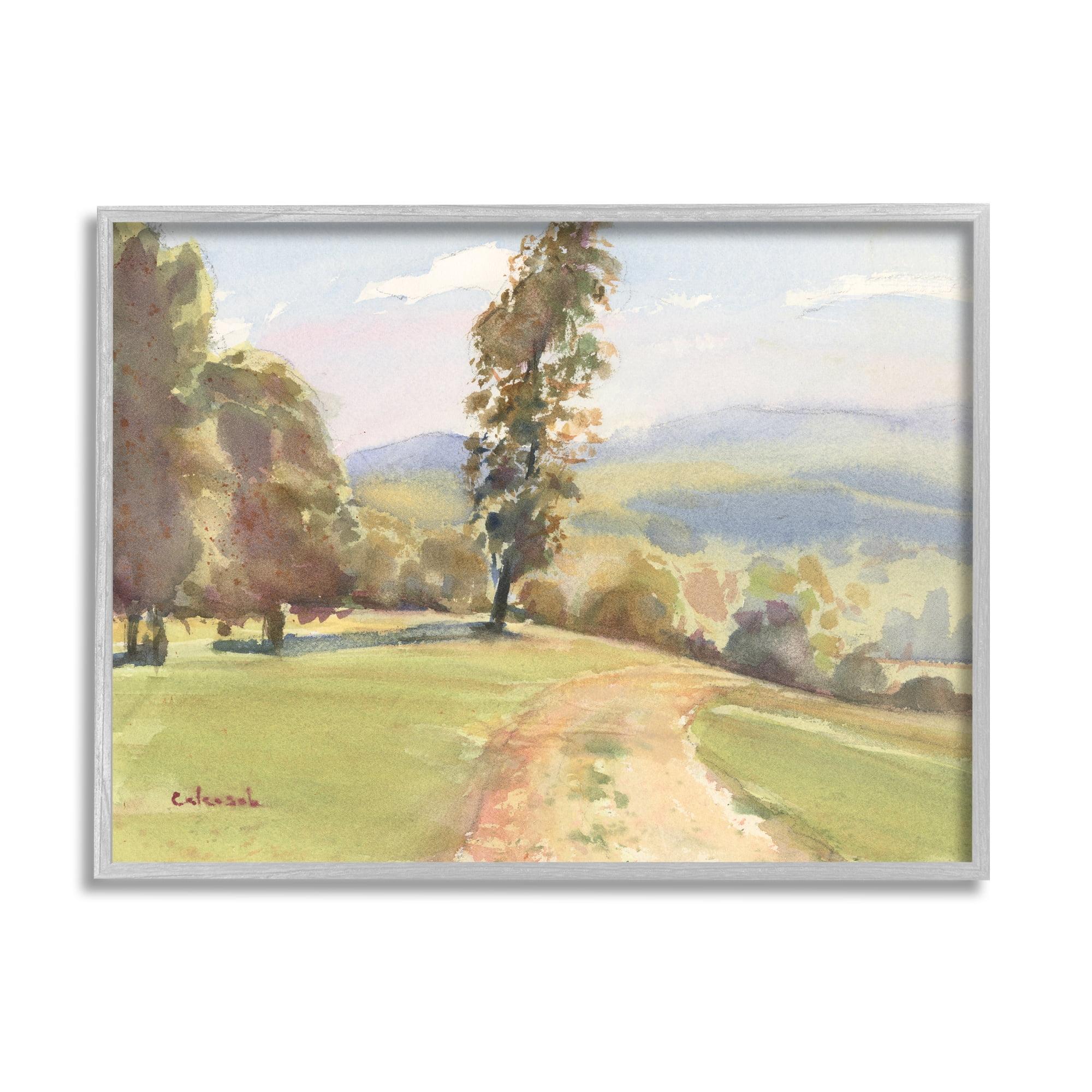 Gray Framed 14x11 Impressionist Landscape Canvas Print