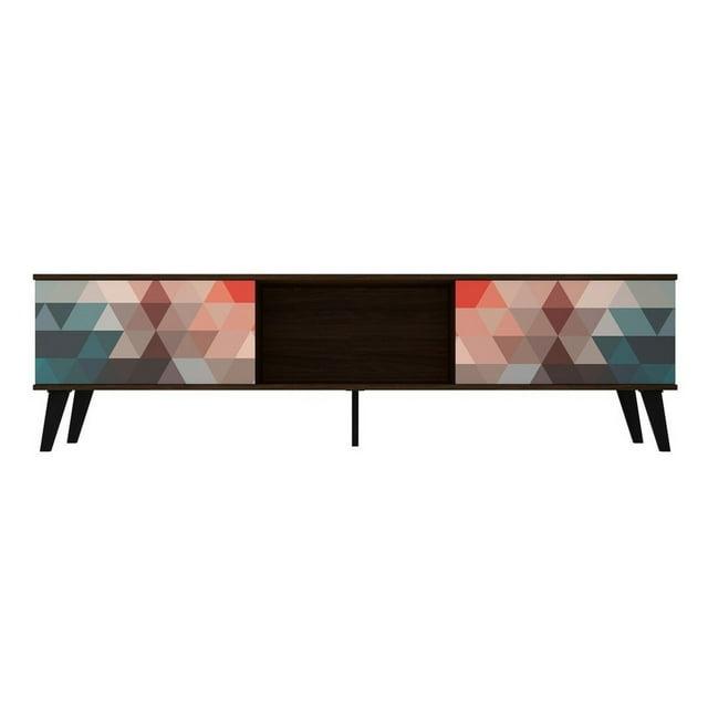 Doyers TV Stand for TVs up to 75" Red/Blue - Manhattan Comfort: Modern Media Console with Storage