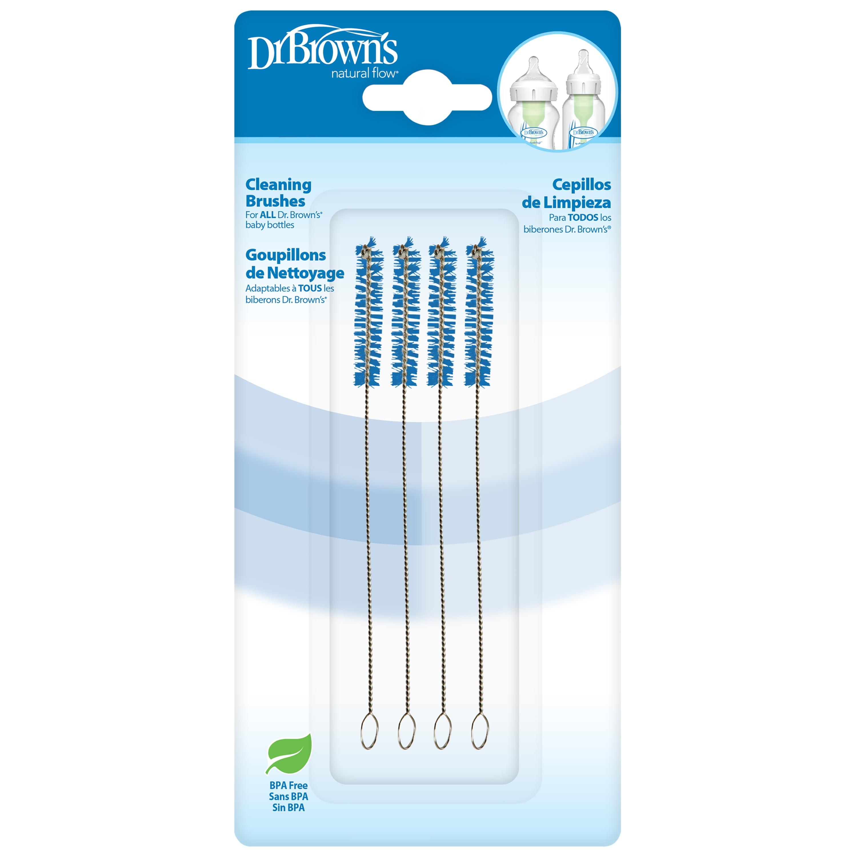 Dr. Brown's Natural Flow Reusable Vent System Baby Bottle Bristle Cleaning Brushes - 4ct