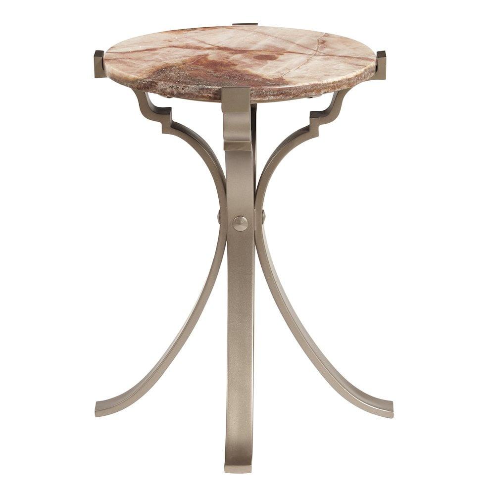 Round Onyx Stone and Gold Metal Accent Table