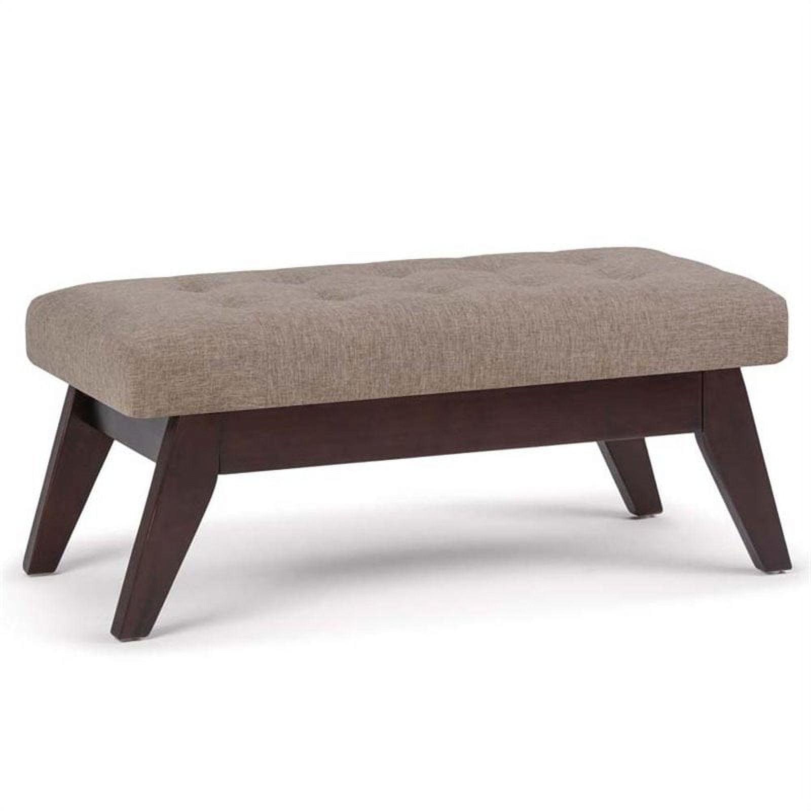 Draper 40" Wide Fawn Brown Linen Tufted Mid-Century Ottoman Bench
