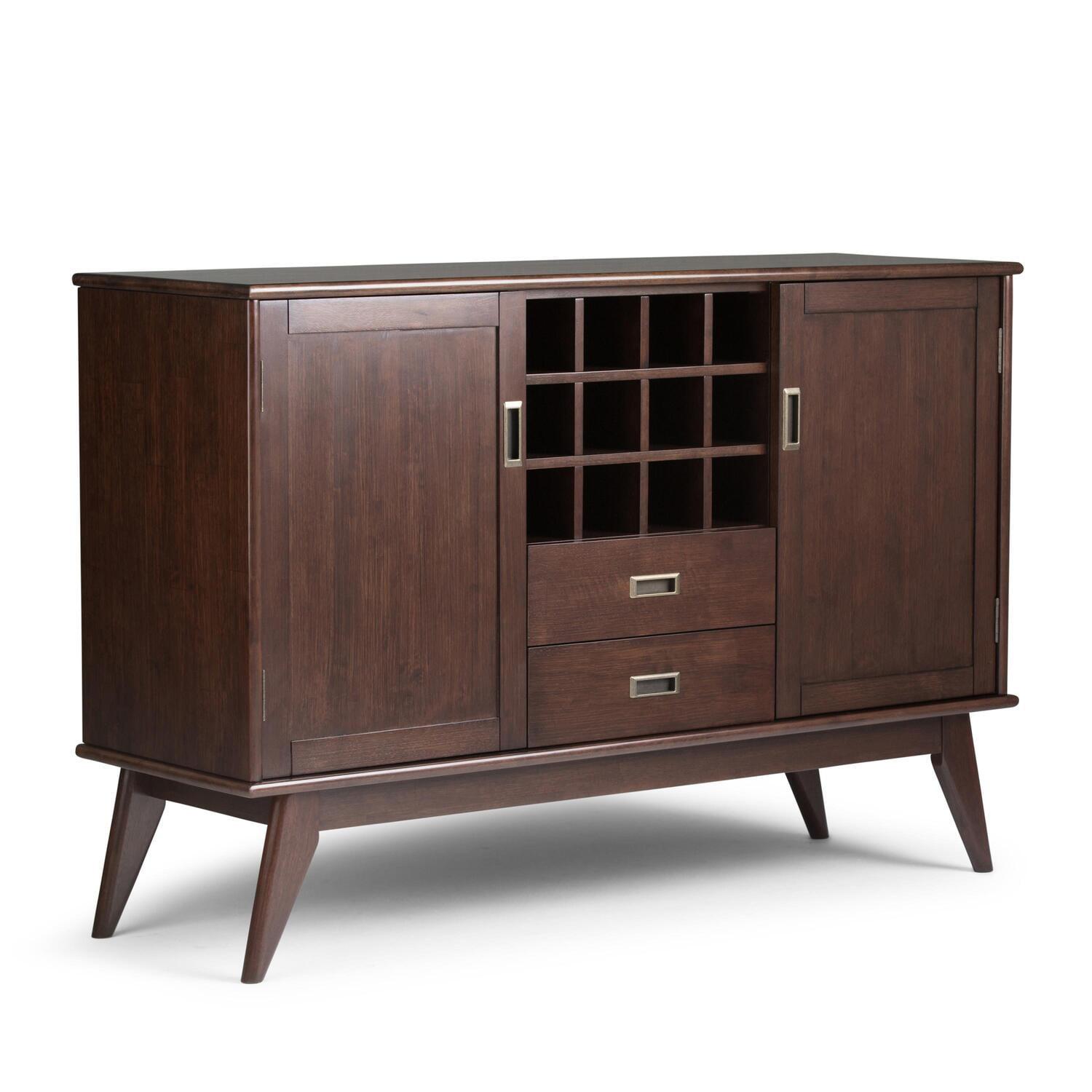 54'' Medium Auburn Brown Solid Hardwood Mid-Century Modern Sideboard