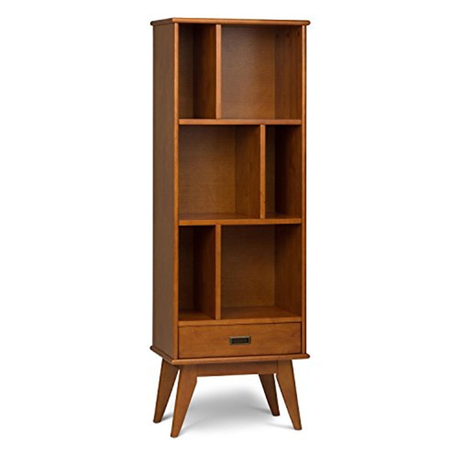 Draper Mid Century Solid Teak Brown Bookcase with Storage