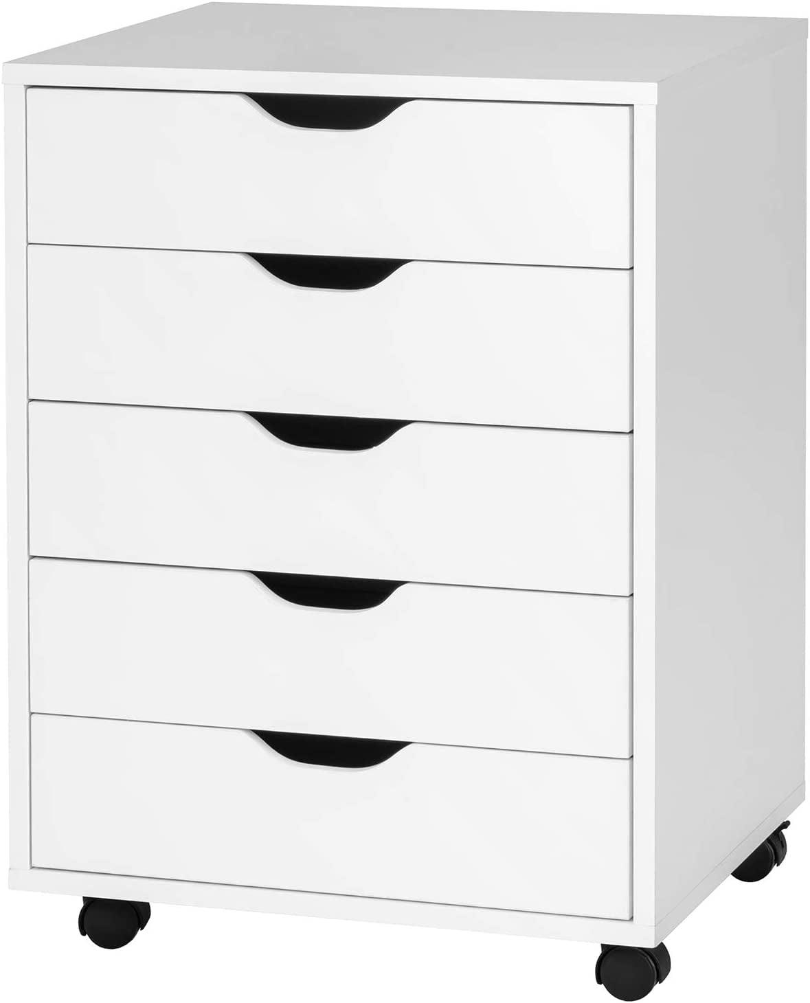 Halifax 5 Drawer Cabinet with Casters White - Winsome: Office Furniture Storage, Printer Stand