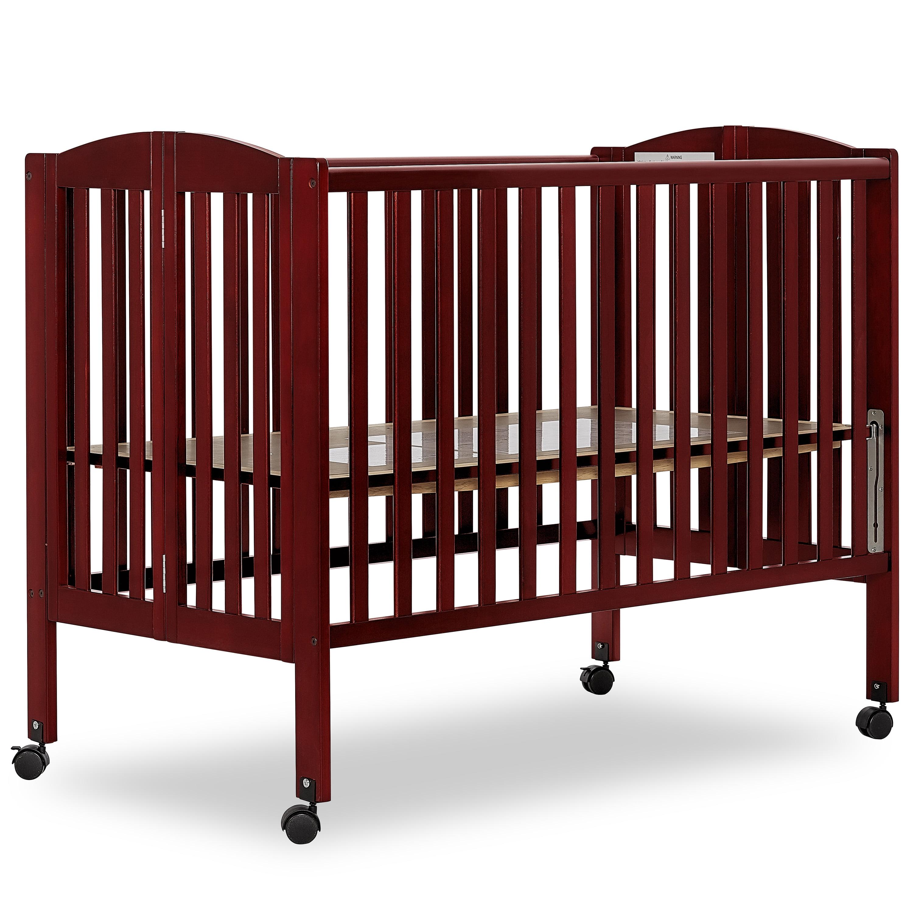 Dream On Me Full Size 2-in-1 Folding Stationary Side Crib, Locking Wheels, Cherry