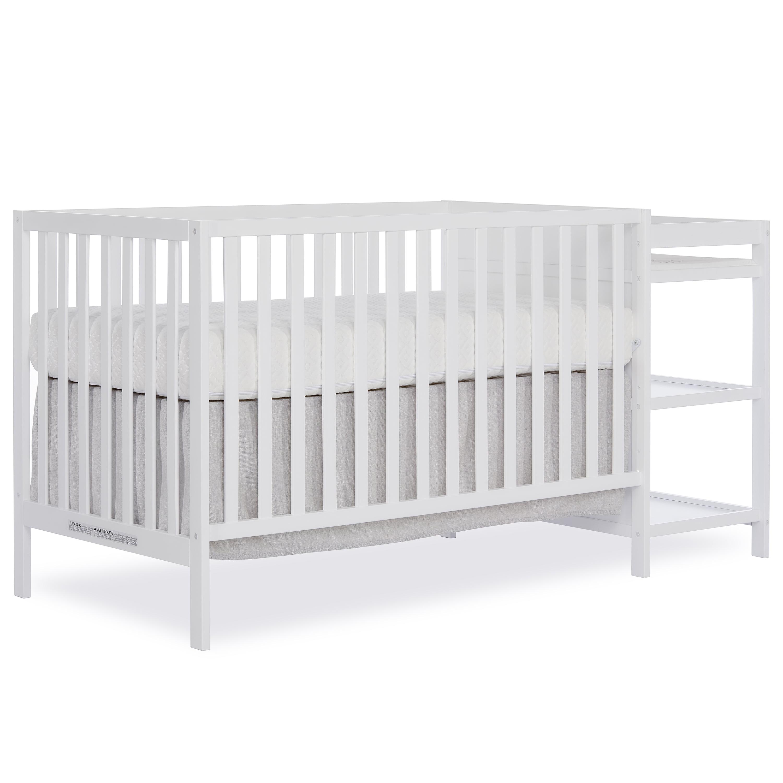 Dream On Me Synergy Convertible Baby Crib and Changer in White with Detachable Changing Table