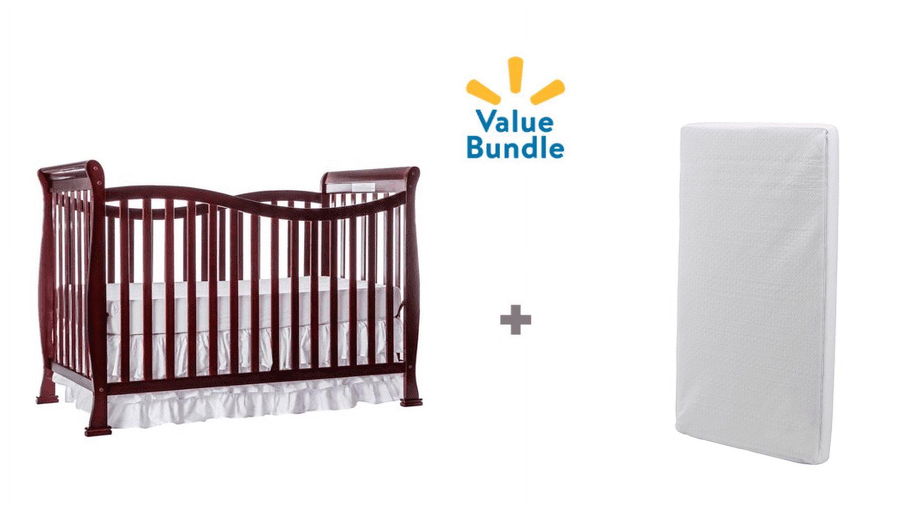 Cherry Convertible 7-in-1 Crib with Mattress Bundle