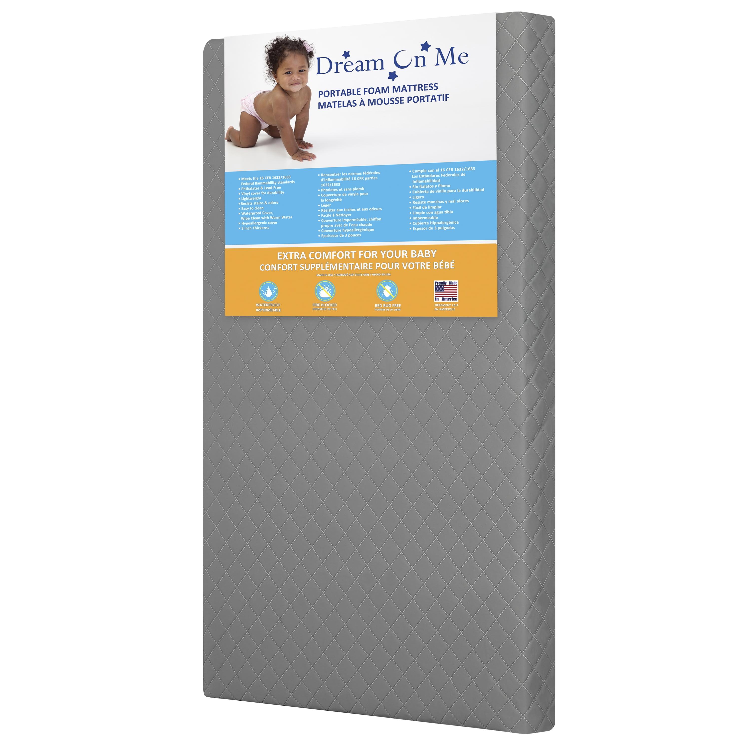 Aster 3" Grey Vinyl Portable Mini Crib Mattress