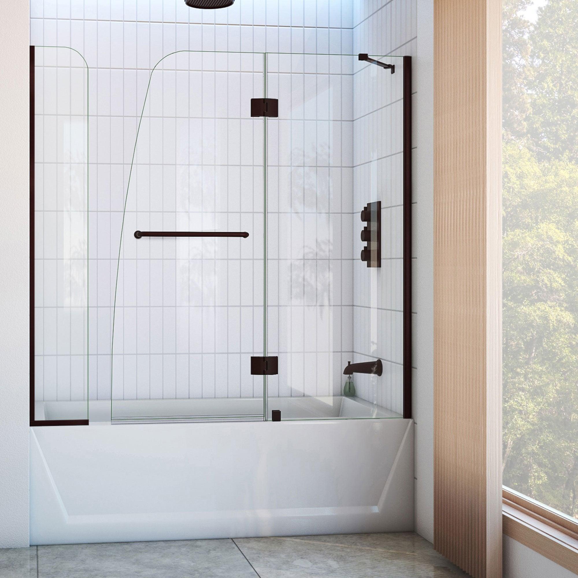 Aqua 56" W x 58" H Hinged Semi-Frameless Tub Door