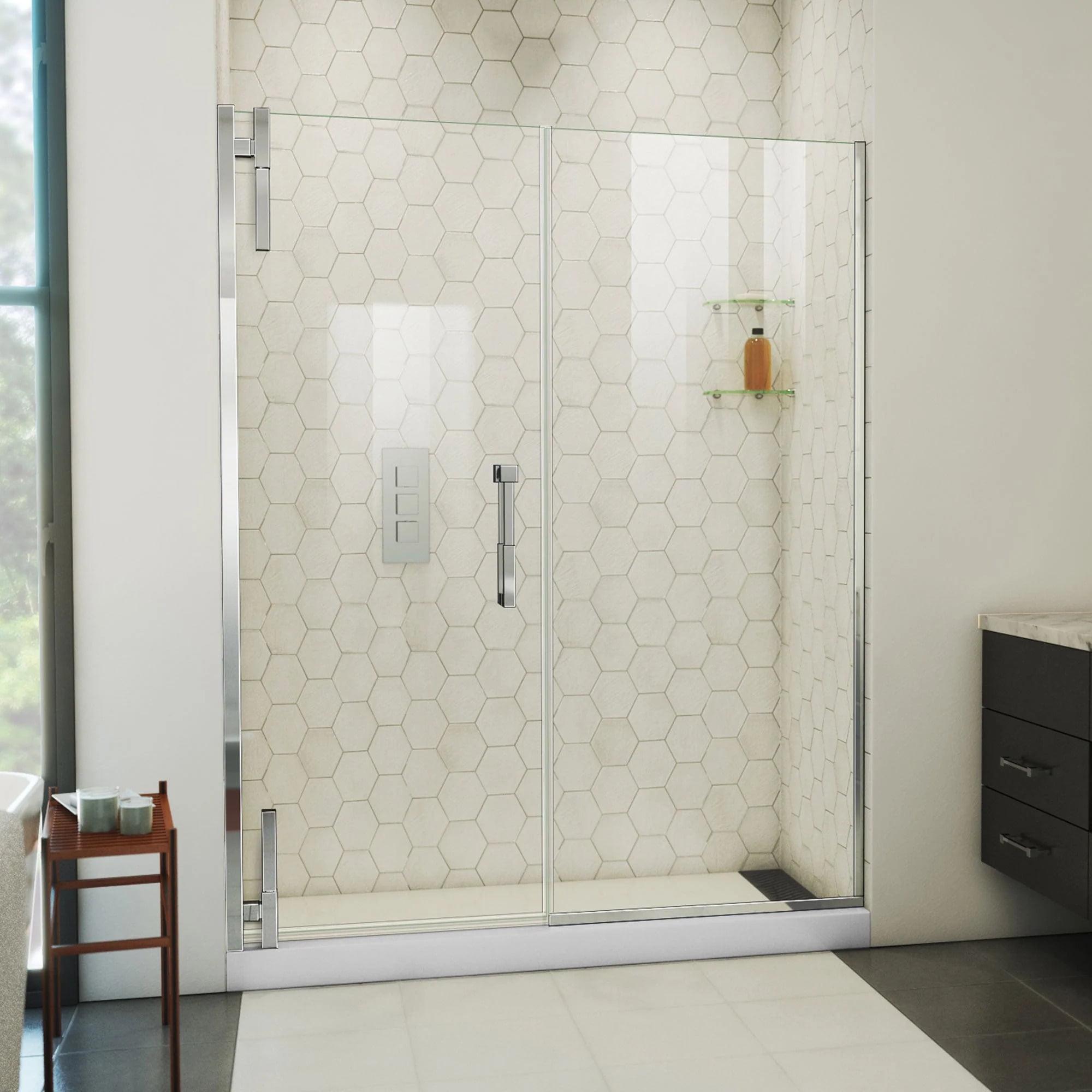DreamLine Ascend 56-57 in. W x 72 in. H Frameless Pivot Shower Door