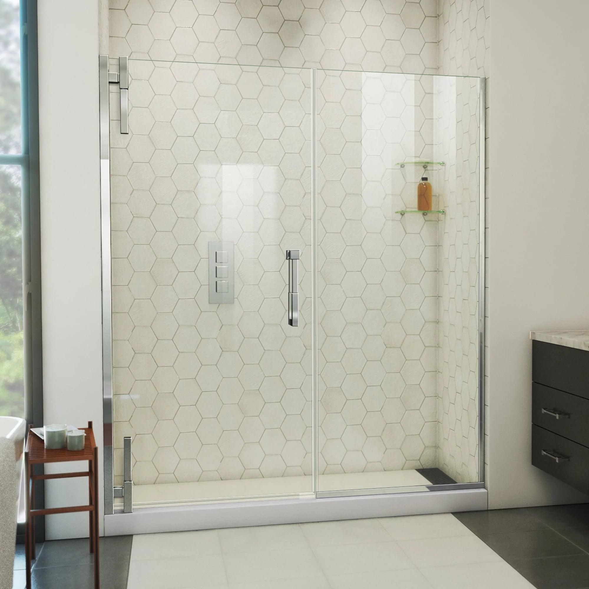 DreamLine Ascend 64-65 in. W x 72 in. H Frameless Pivot Shower Door