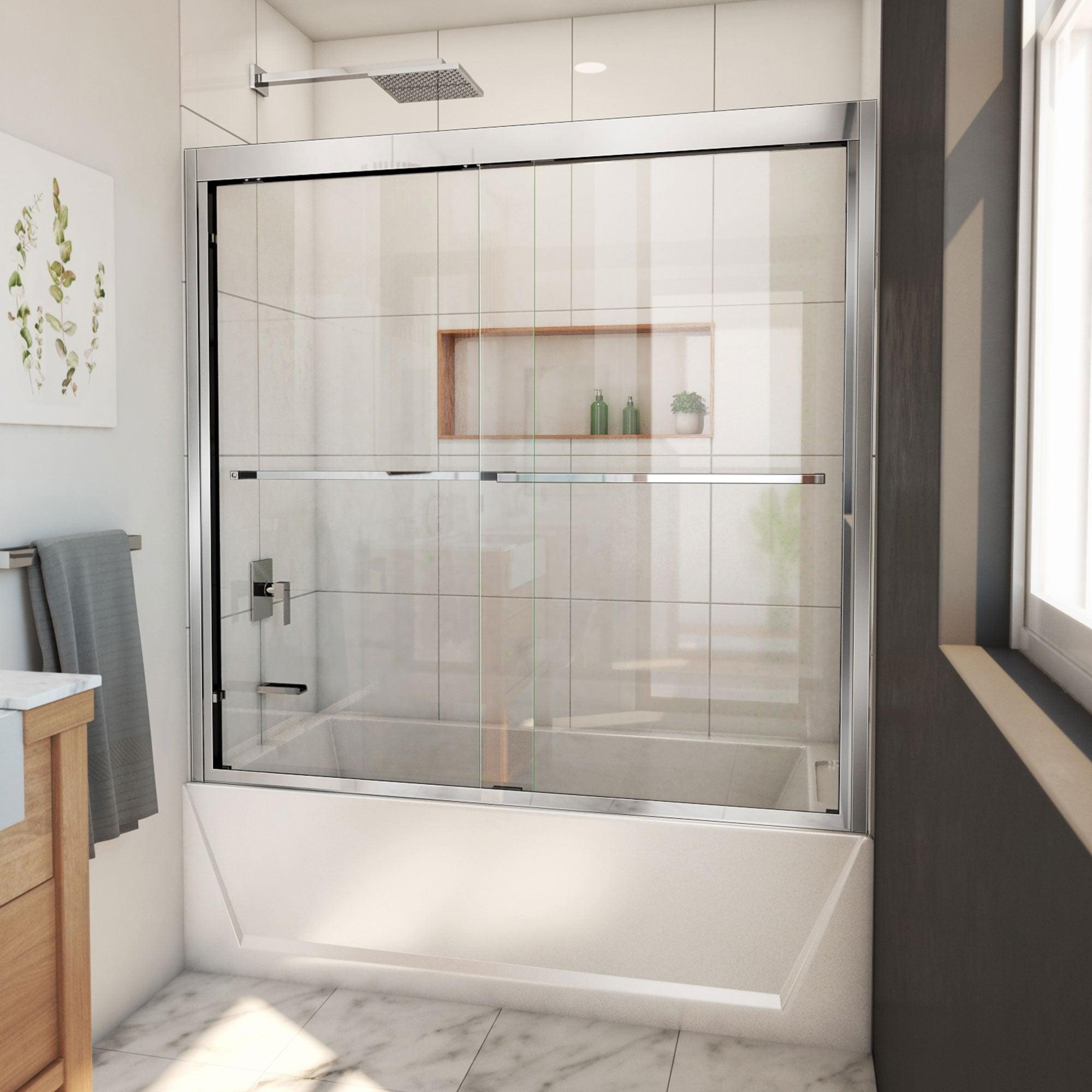 Duet Plus 55-59" Chrome Semi-Frameless Sliding Tub Door