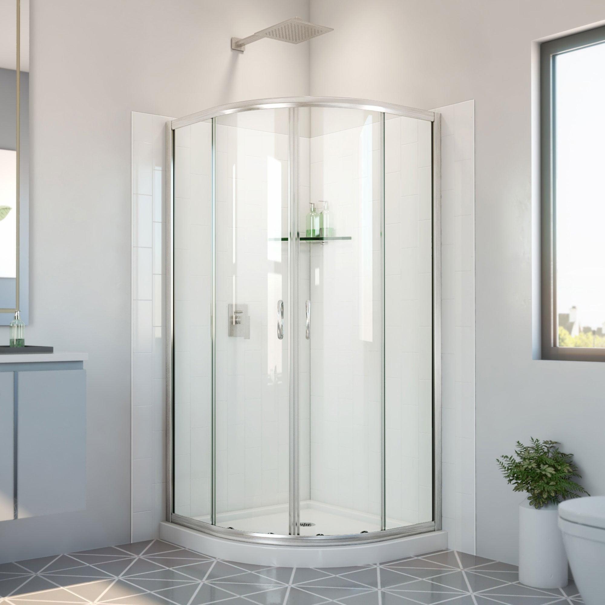 Prime 36'' Brushed Nickel and Clear Glass Shower Enclosure Kit