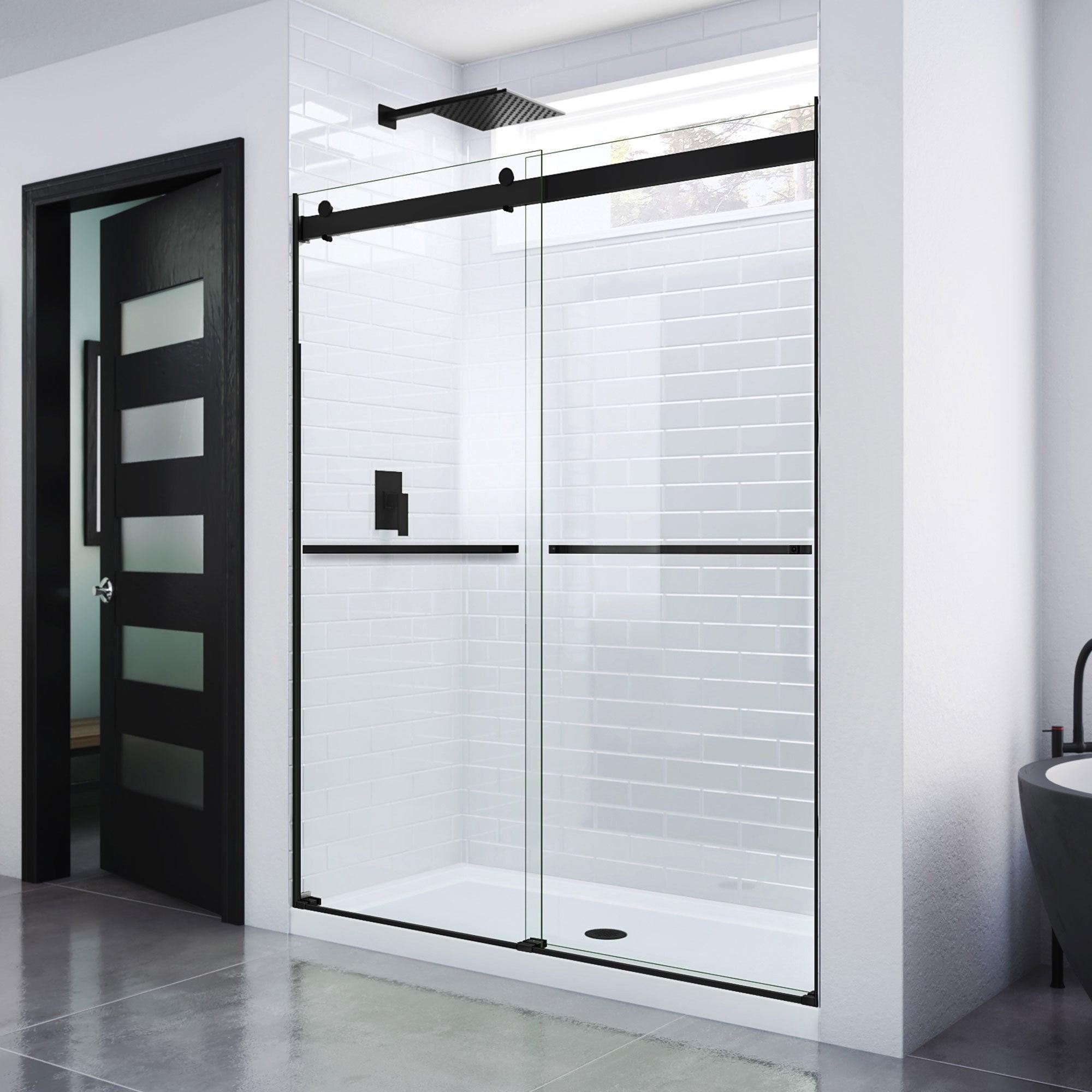 56" - 60" W x 76" H Reversible Frameless Shower Door with ClearMax Technology