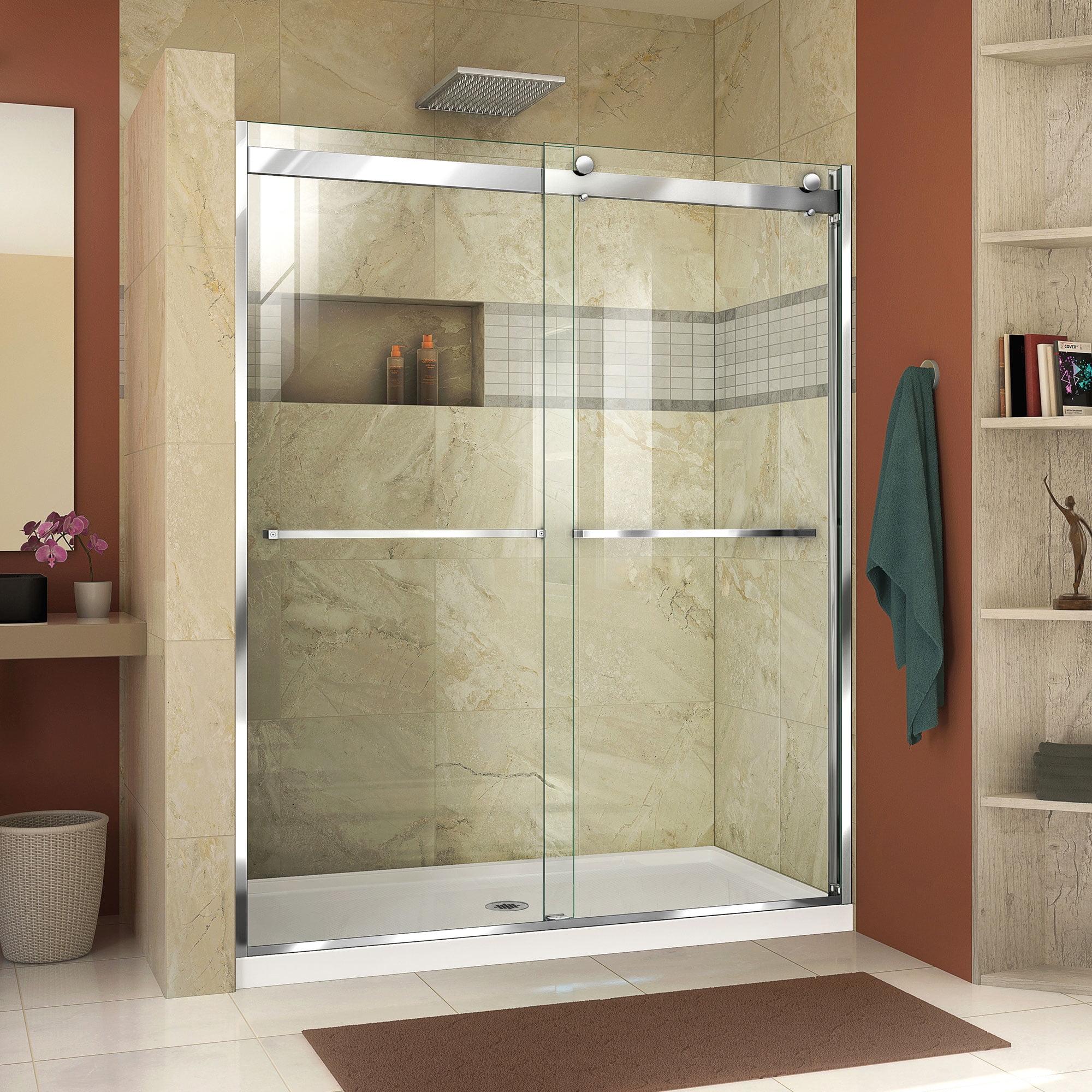 Essence-H 48-60" Chrome Semi-Frameless Sliding Shower Door