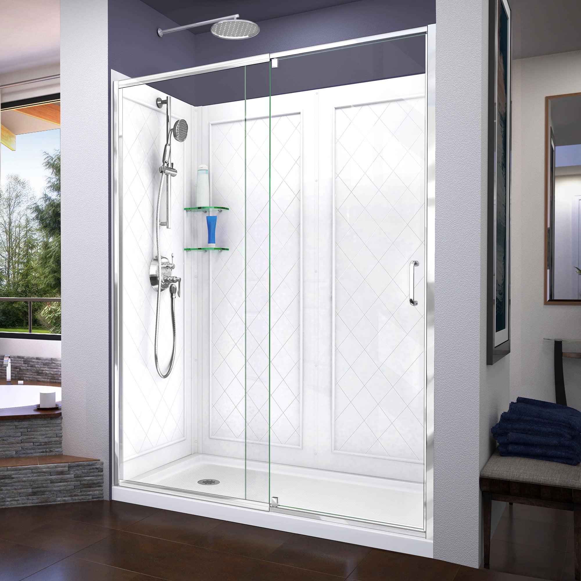 Flex 60" Brushed Nickel Semi-Frameless Pivot Shower Kit