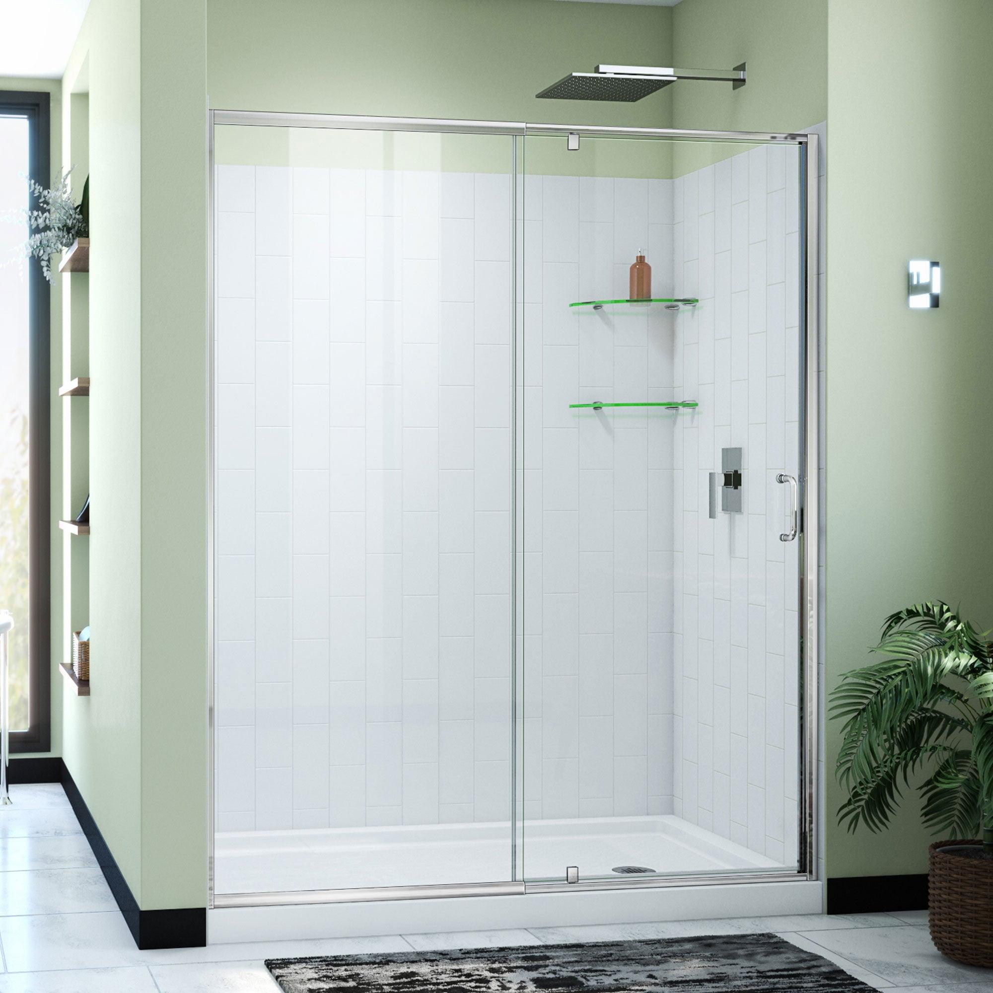 DreamLine Flex 60" W x 34" D x 78" H Semi-Frameless Square Tub Enclosure with Fixed Panel and Base Included D2226034XXR0001