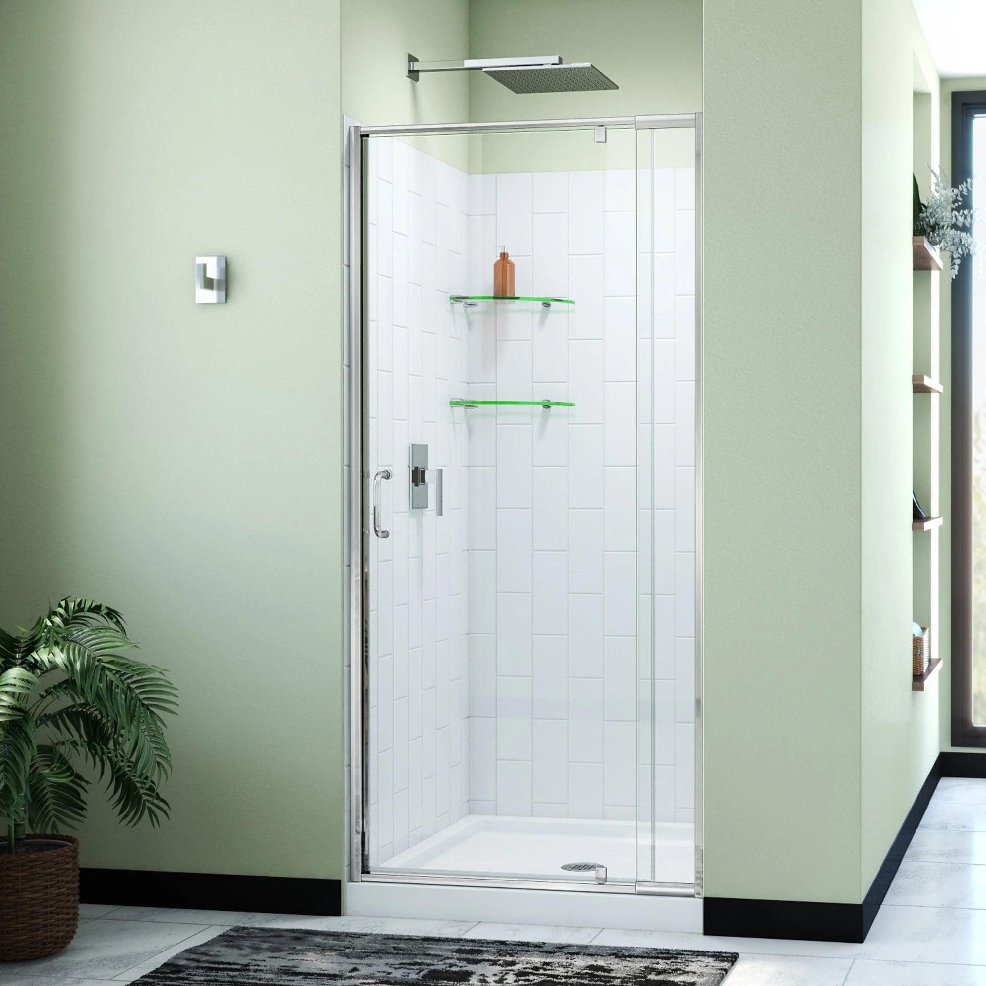 Flex 36" Chrome Semi-Frameless Shower Enclosure with Base