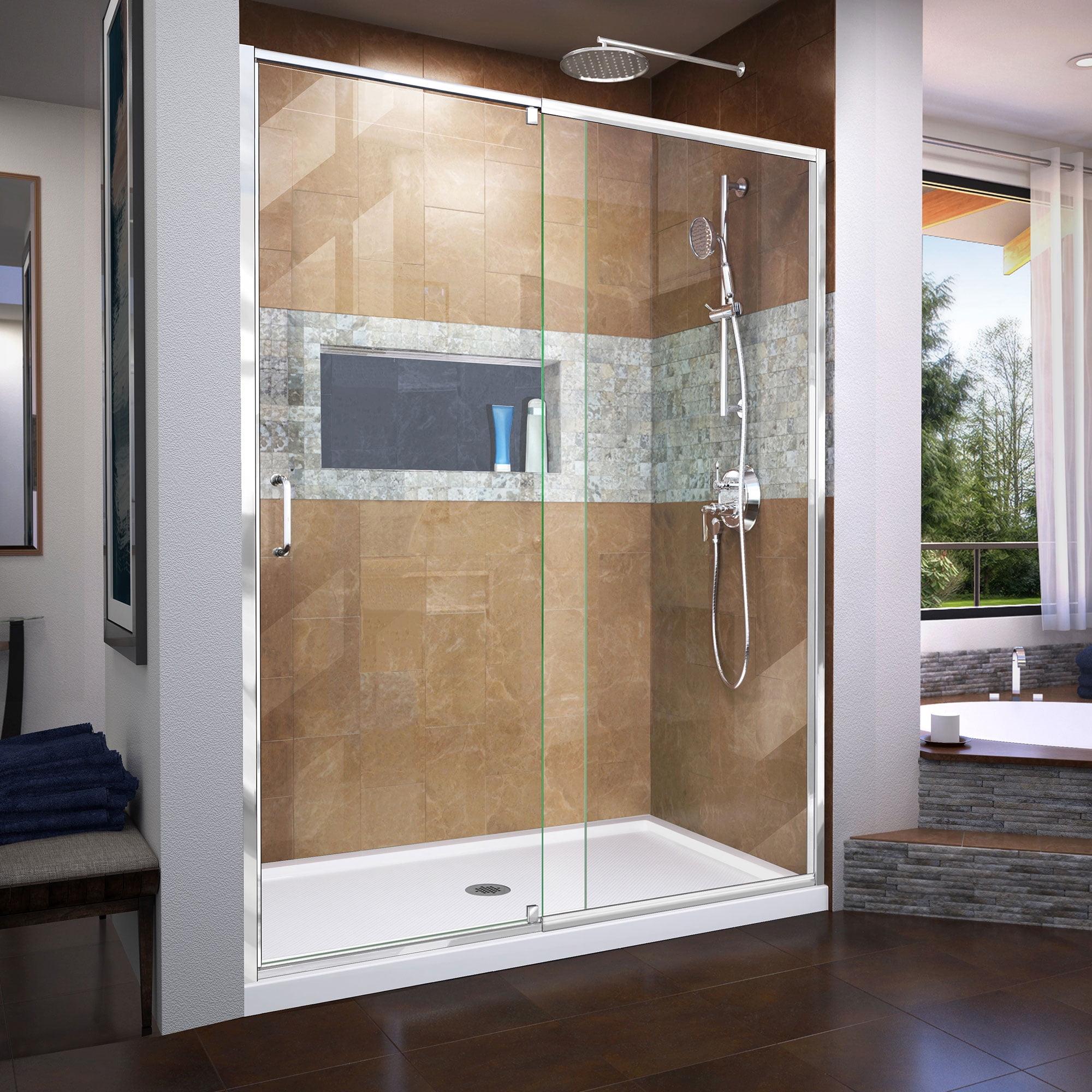 Flex 44" W x 72" H Pivot Semi-Frameless Pivot Shower Door with Clearmax Technology