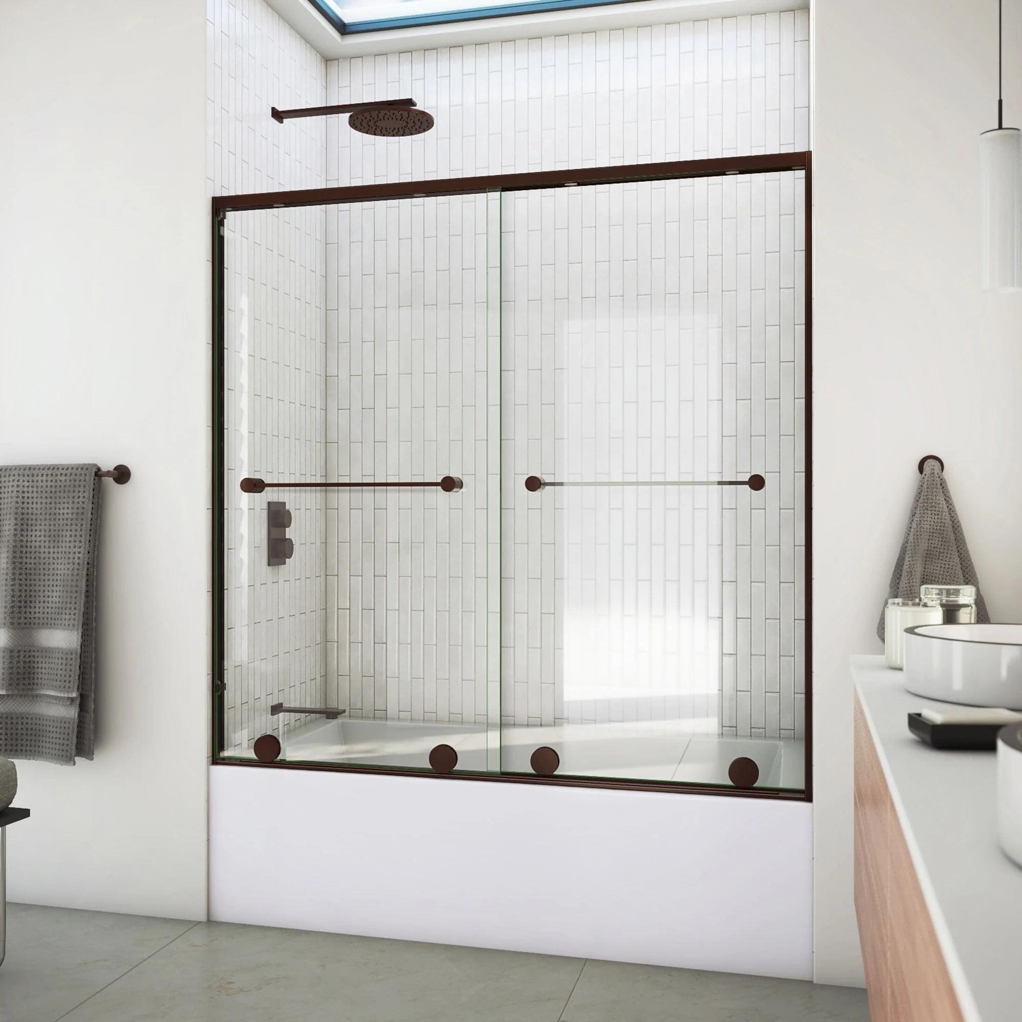 Dreamline Tdha60w580vxx Harmony 58" High X 60" Wide Bypass Semi Frameless Tub Door -