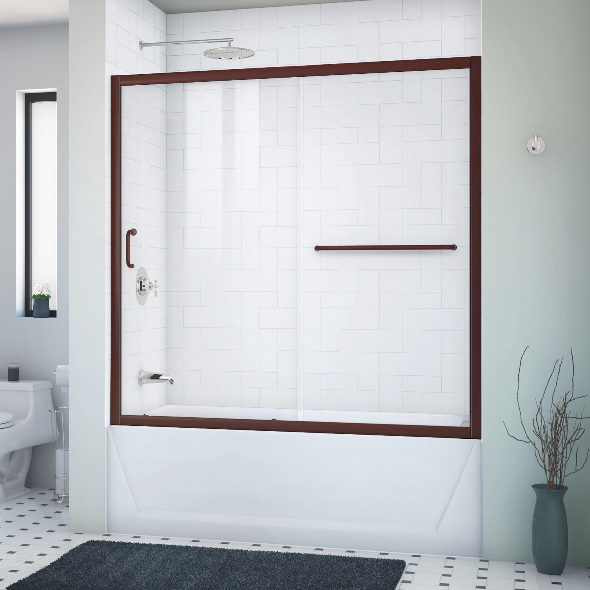 Infinity-Z 58" High Oil Rubbed Bronze Sliding Tub Door