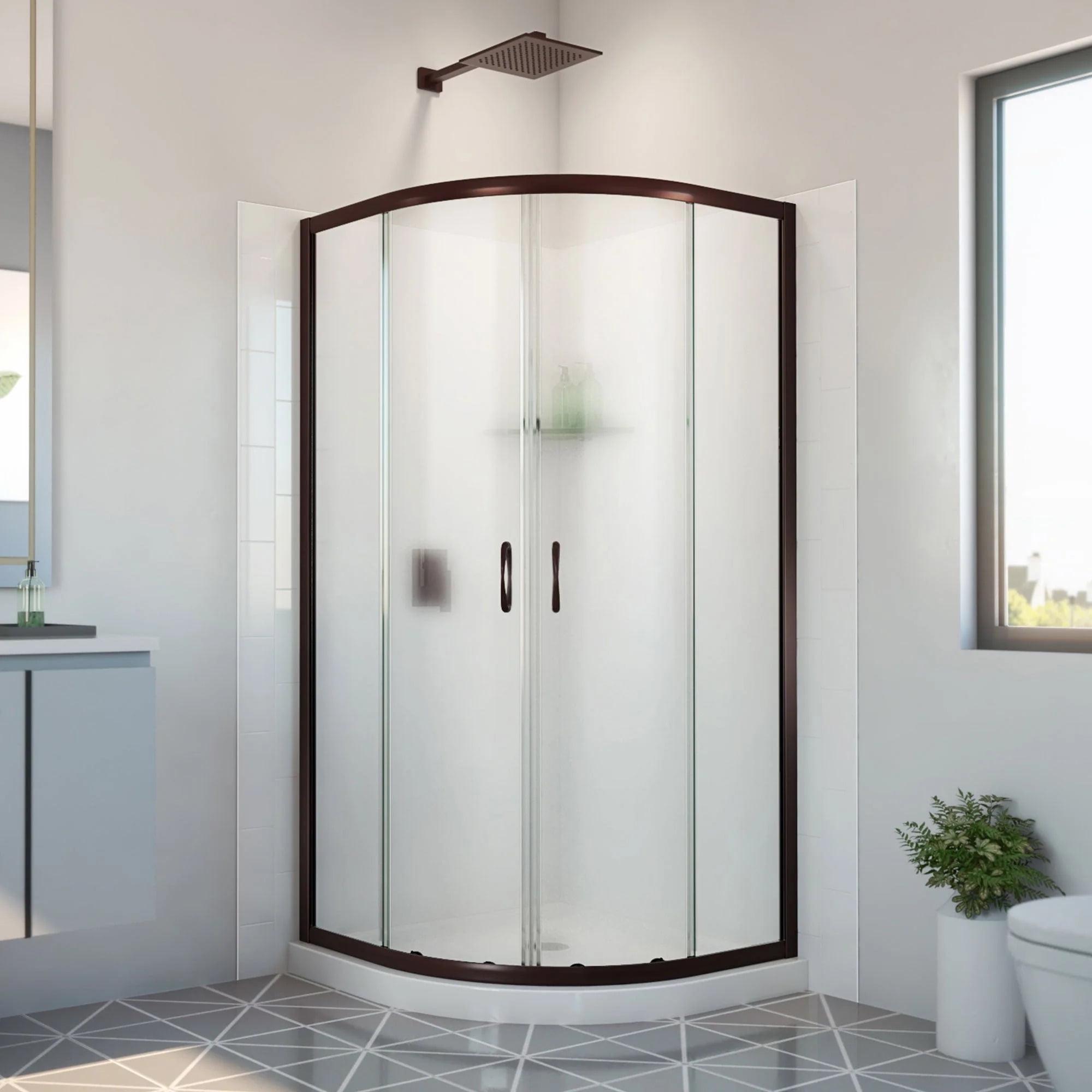 DreamLine Dreamline Prime 33 In. X 33 In. X 78 3/4 In. H Shower Enclosure, Base, And White Wall Kit In Chrome And Frosted Glass E2703333XFQ0006