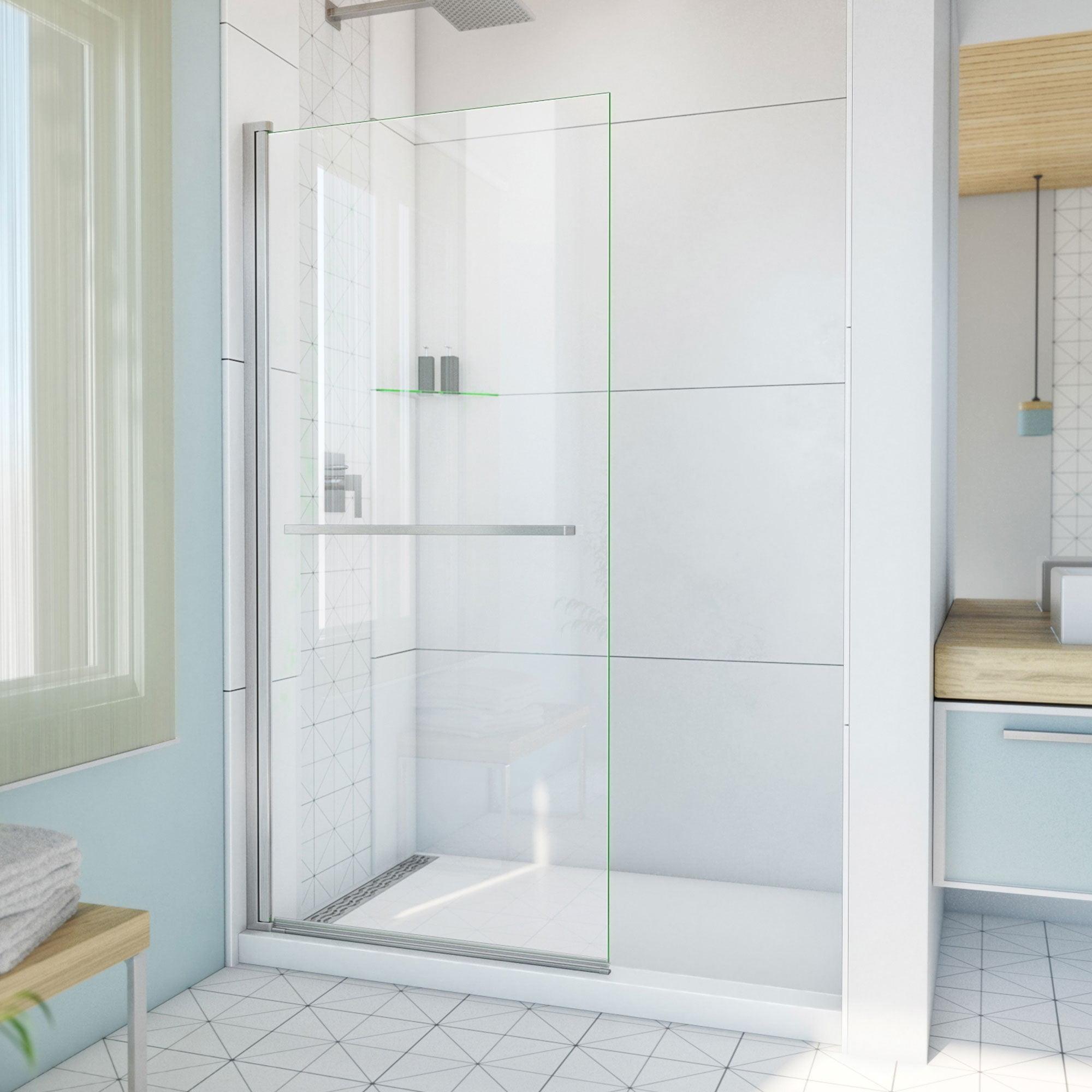 Aqua-Q Swing 72" Frameless Shower Door with Brushed Nickel Finish