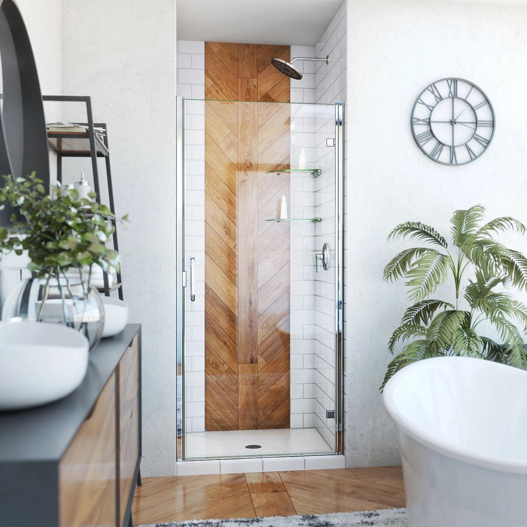 34" - 33" W x 72.62" H Pivot Semi-Frameless Shower Door