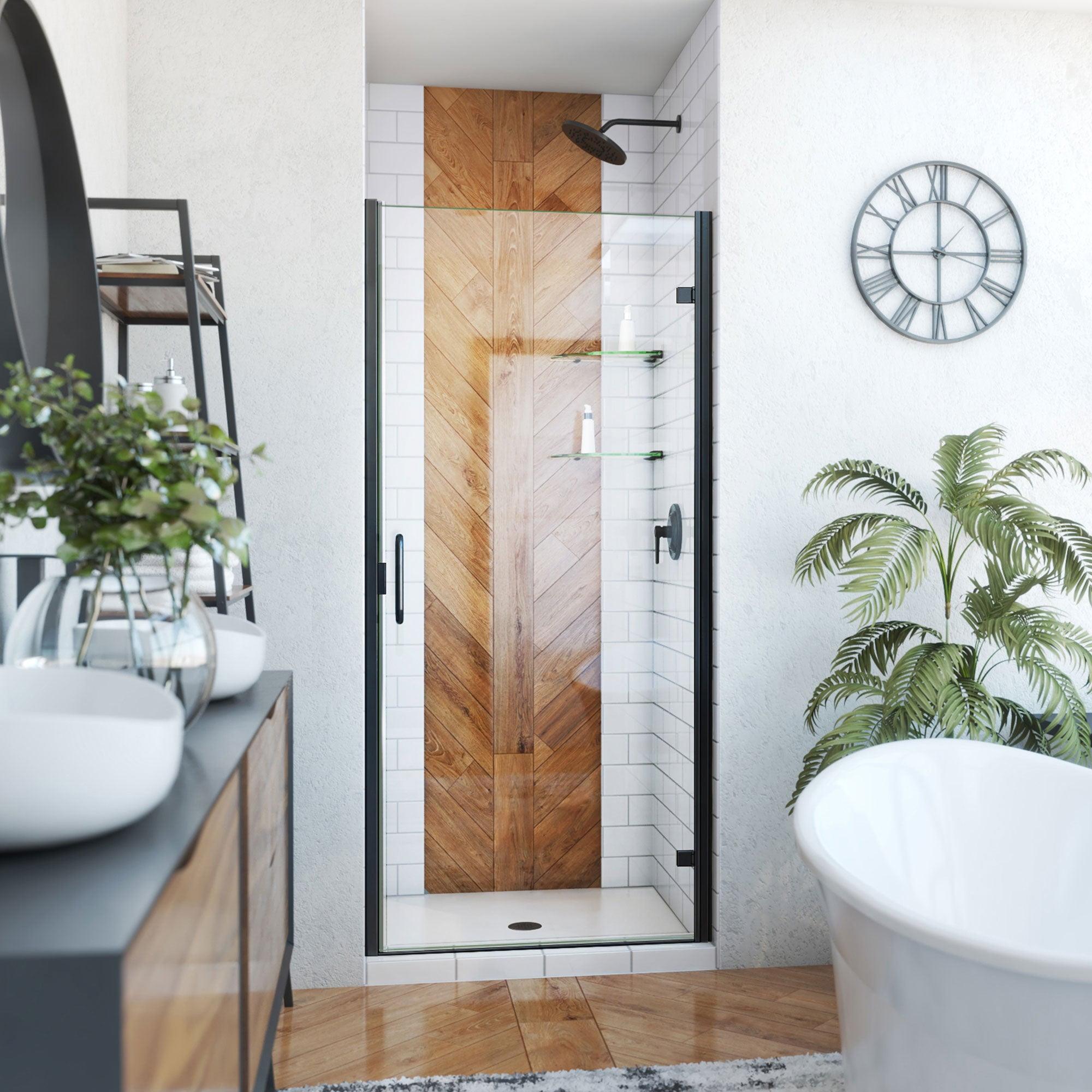 34" - 33" W x 72.62" H Pivot Semi-Frameless Shower Door