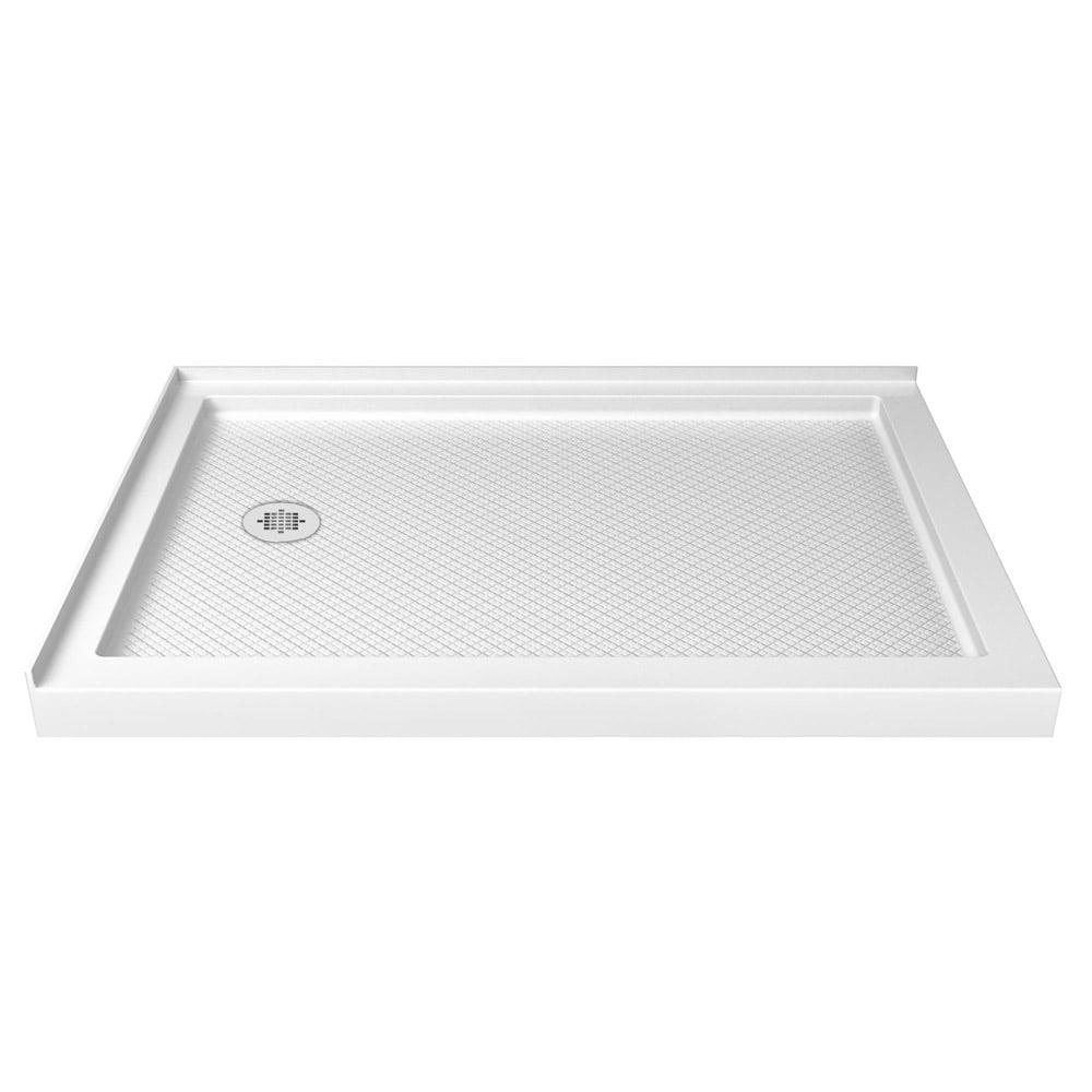 White Acrylic Double Threshold Shower Base with Left Drain