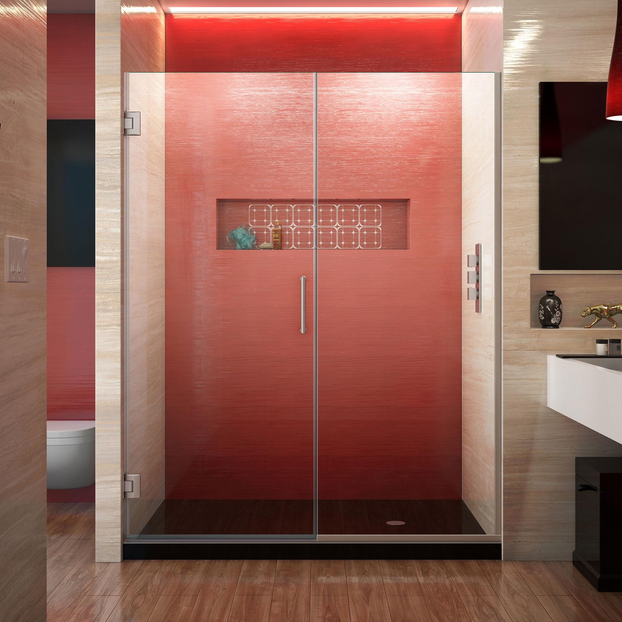 Unidoor Plus 61" Frameless Clear Glass Hinged Shower Door