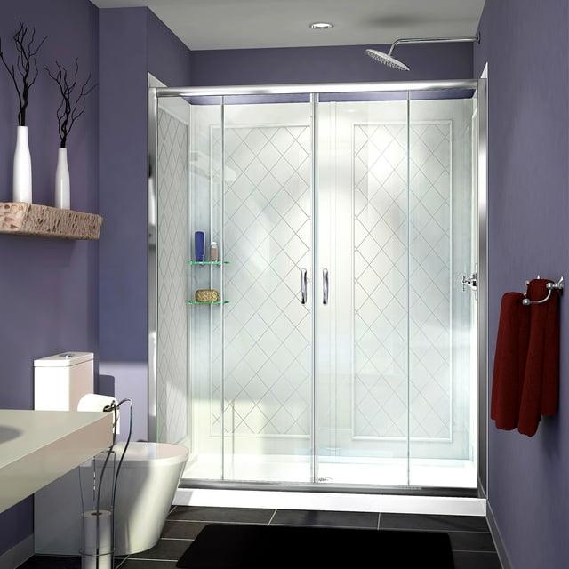 Visions 60" x 30" x 76.75" Sliding Frameless Shower Door